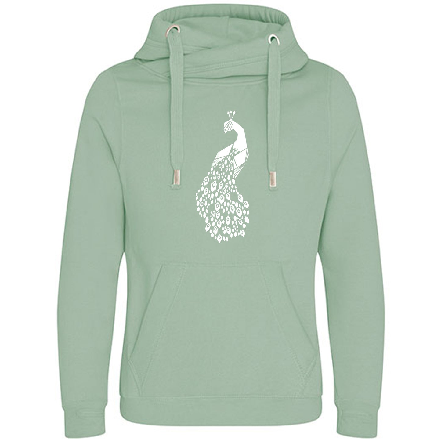Cross Neck Hoodie/ Pulli / Motiv: Pfau origami