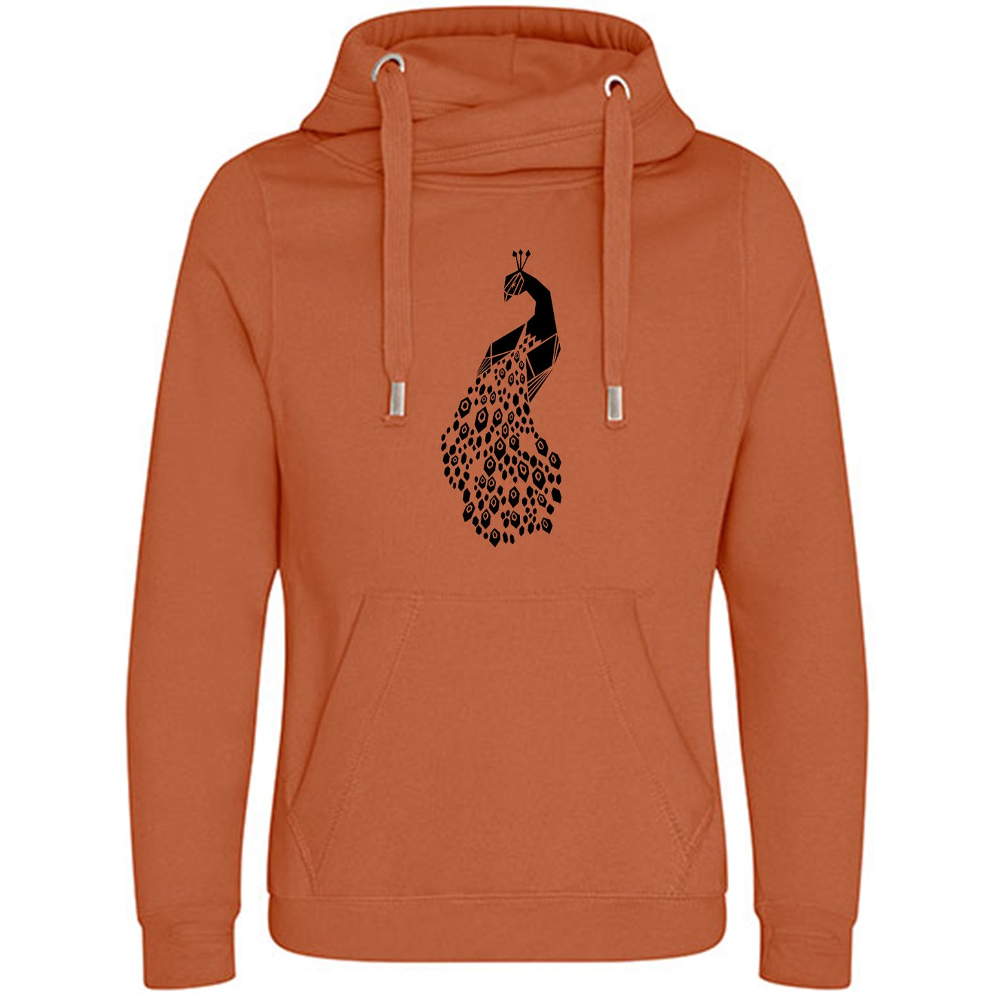 Cross Neck Hoodie/ Pulli / Motiv: Pfau origami