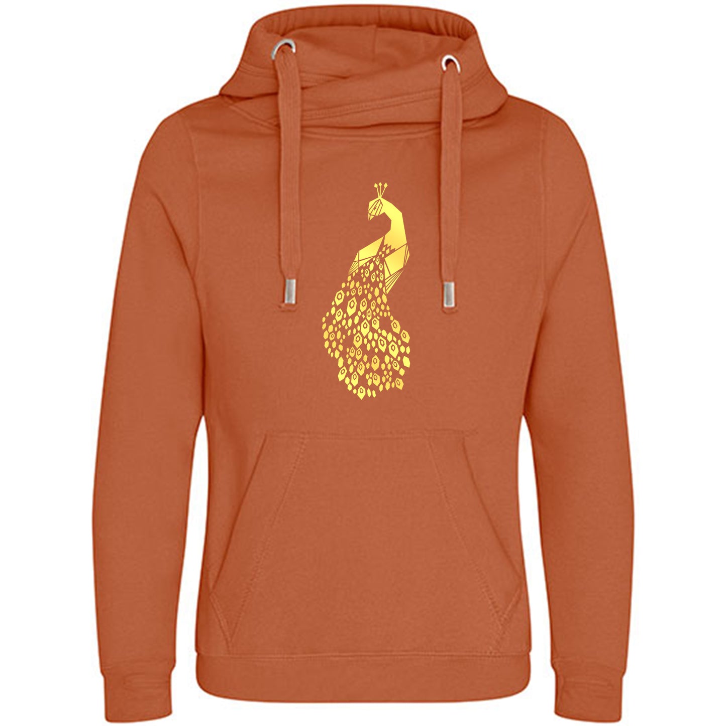 Cross Neck Hoodie/ Pulli / Motiv: Pfau origami
