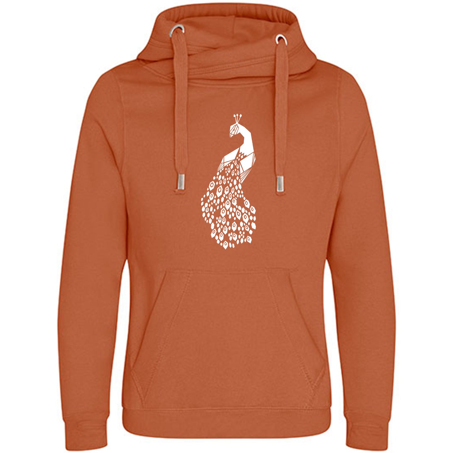 Cross Neck Hoodie/ Pulli / Motiv: Pfau origami