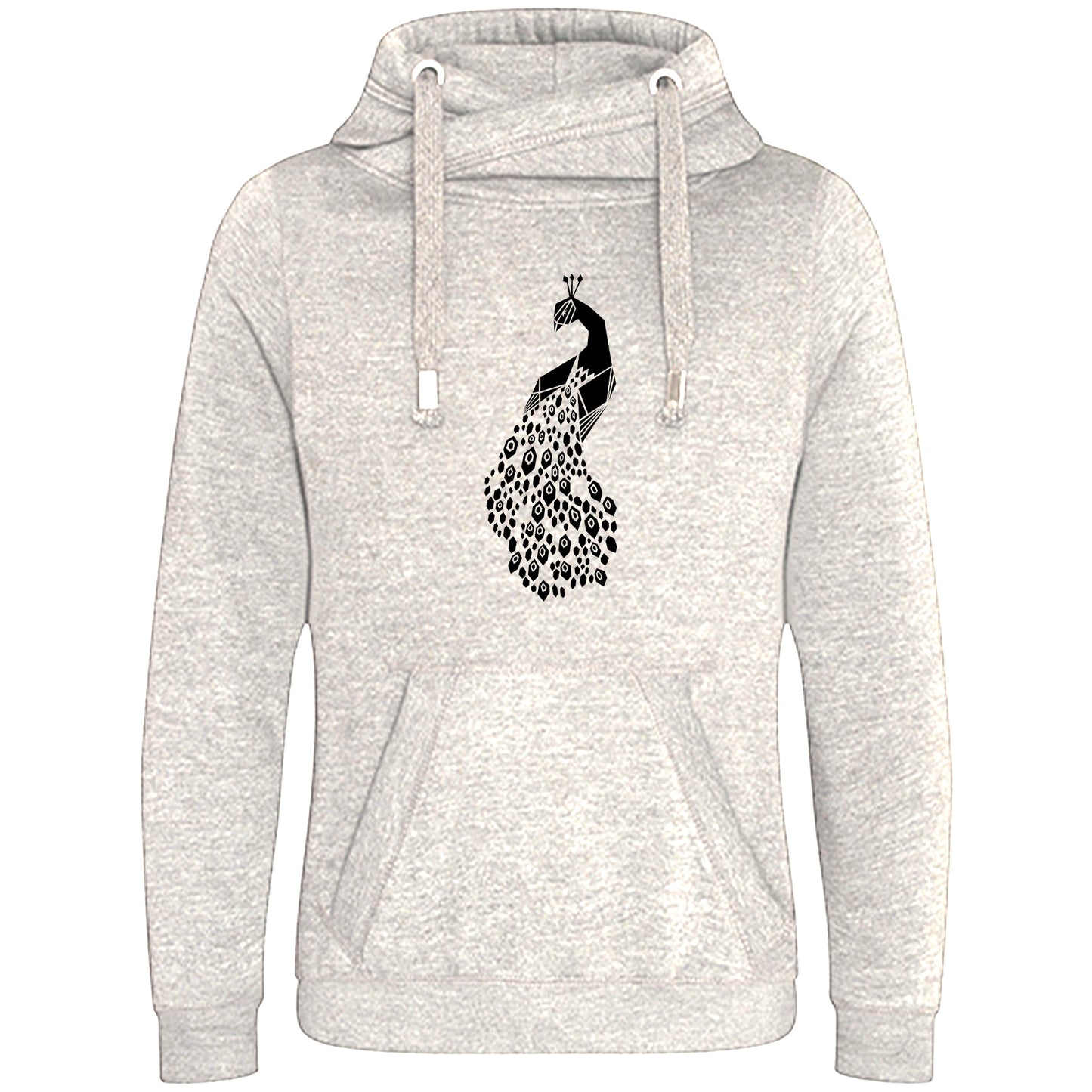 Cross Neck Hoodie/ Pulli / Motiv: Pfau origami