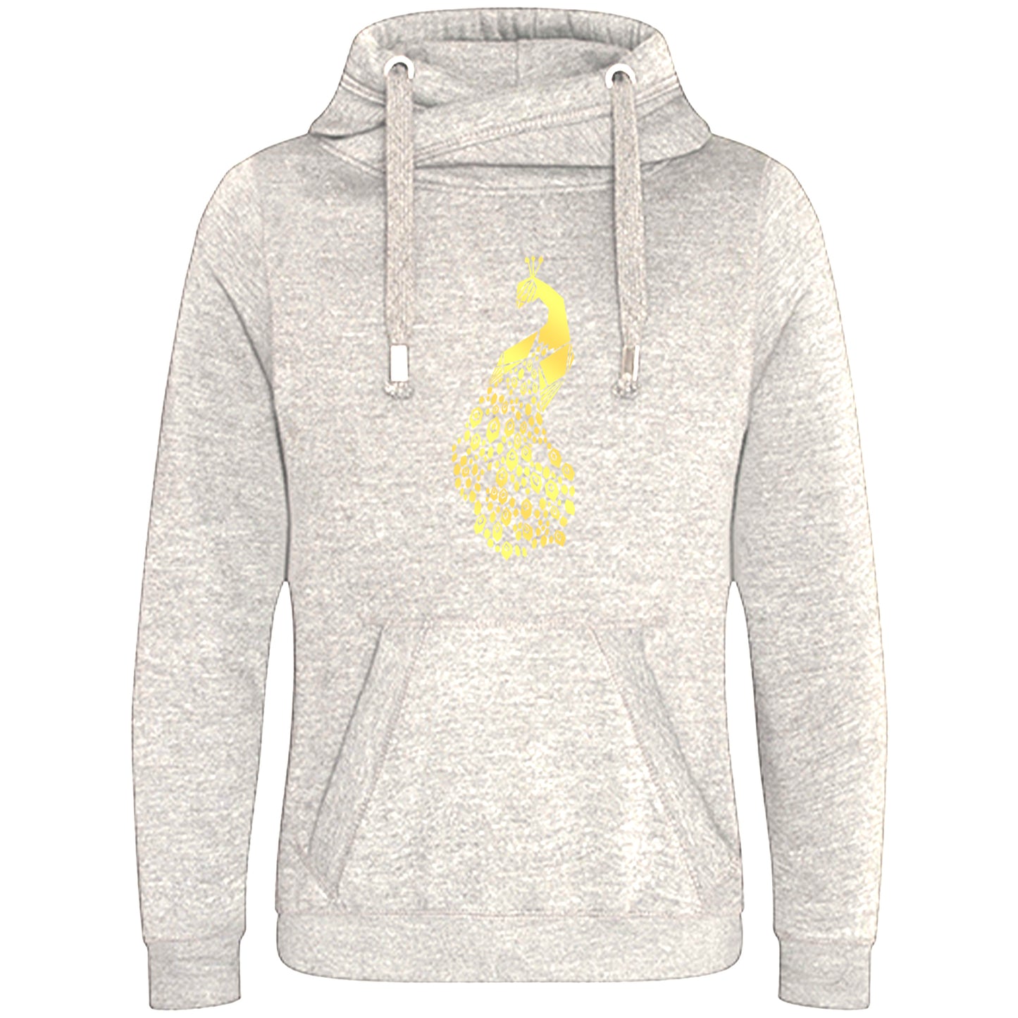 Cross Neck Hoodie/ Pulli / Motiv: Pfau origami