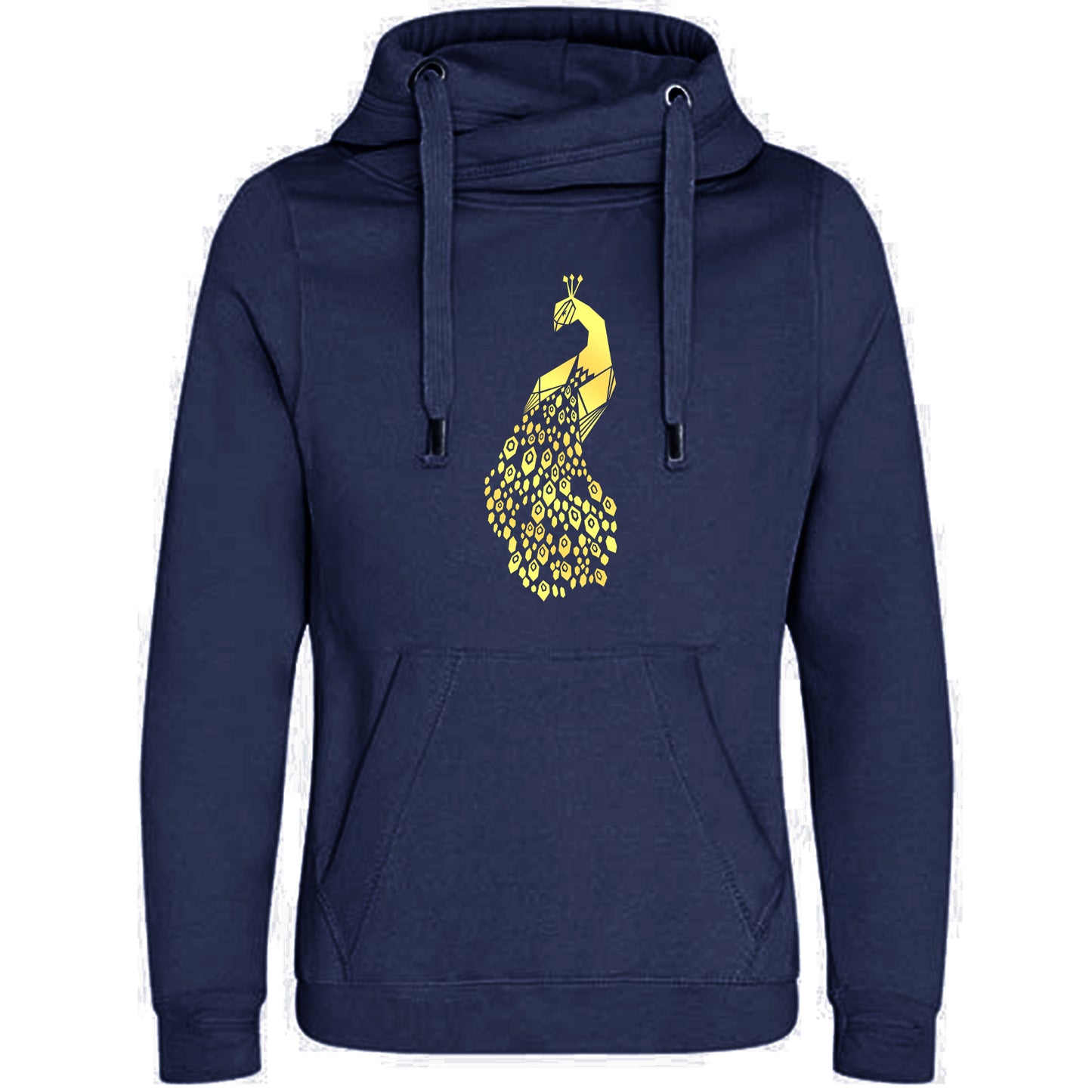 Cross Neck Hoodie/ Pulli / Motiv: Pfau origami