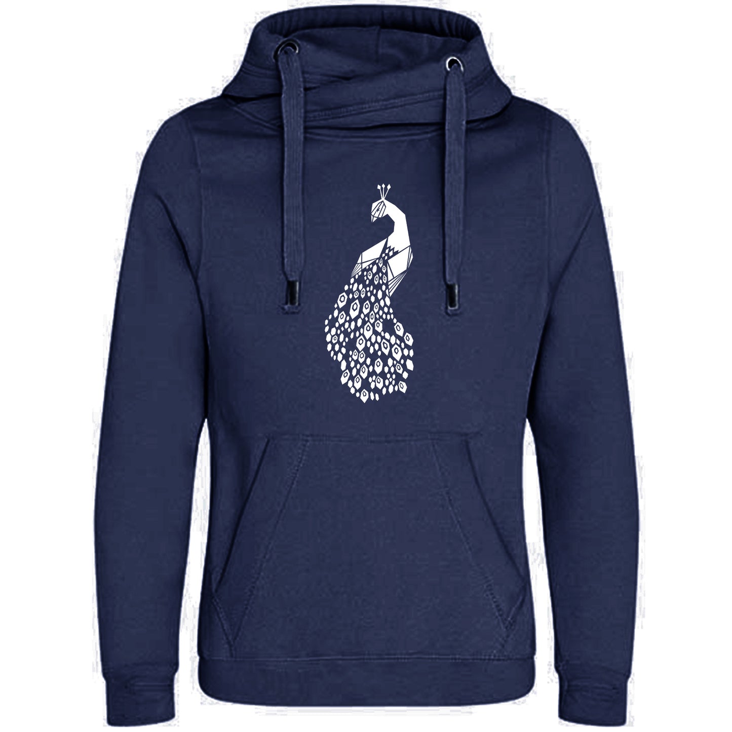 Cross Neck Hoodie/ Pulli / Motiv: Pfau origami