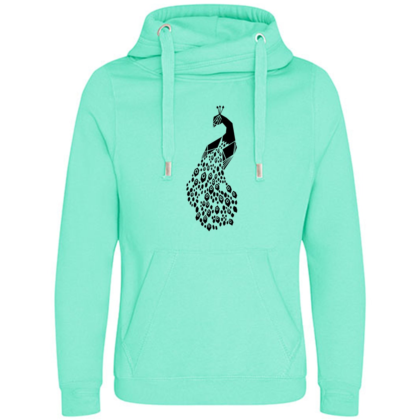 Cross Neck Hoodie/ Pulli / Motiv: Pfau origami