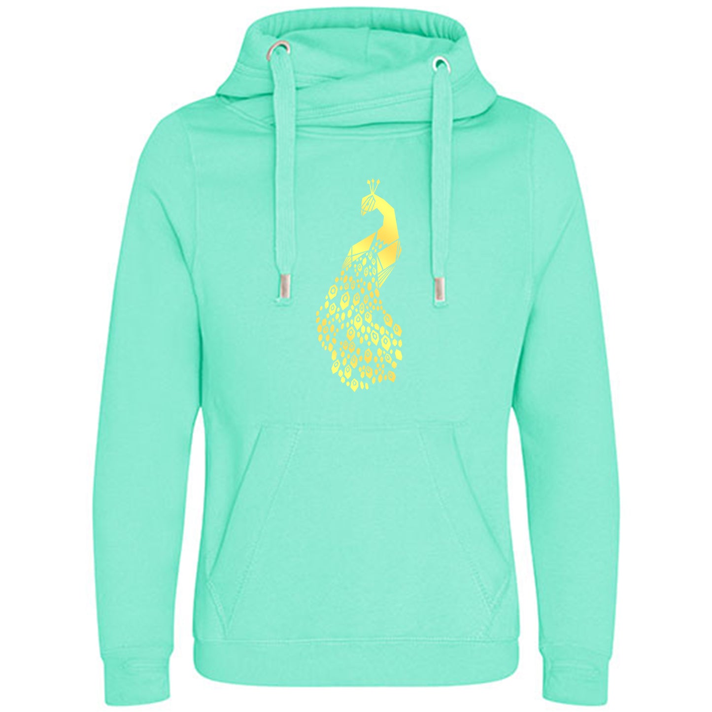 Cross Neck Hoodie/ Pulli / Motiv: Pfau origami