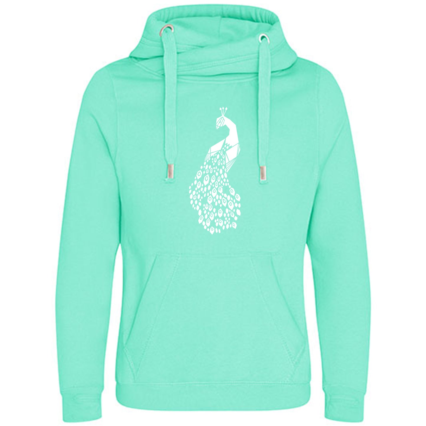 Cross Neck Hoodie/ Pulli / Motiv: Pfau origami