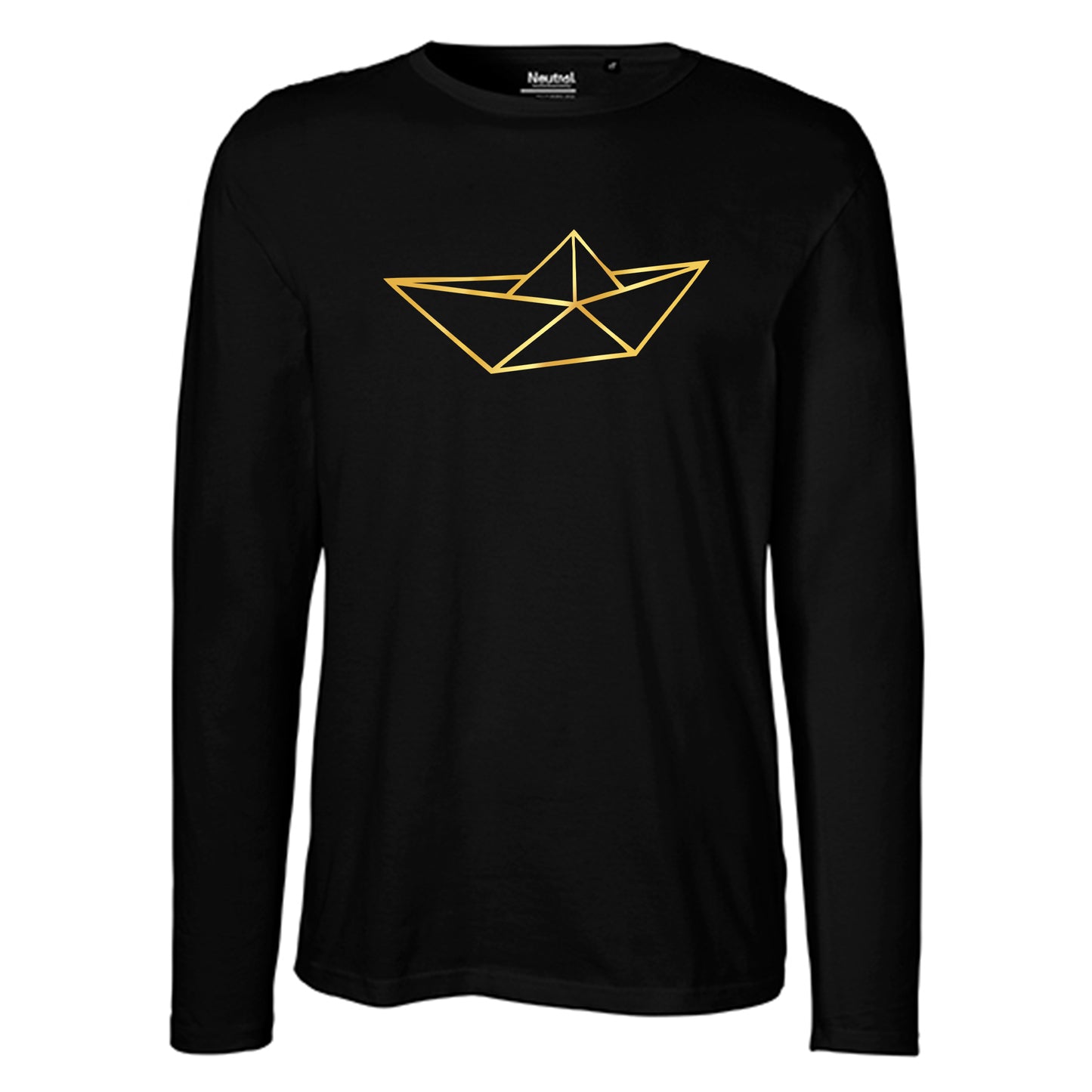 Herren FairTrade Longsleeve Shirt | Motiv "Schiff origami" | 100% Bio-Baumwolle und aus nachhaltiger Produktion | Größen S-3XL