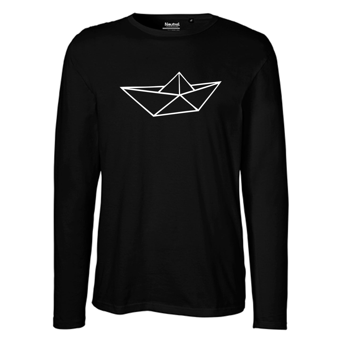 Herren FairTrade Longsleeve Shirt | Motiv "Schiff origami" | 100% Bio-Baumwolle und aus nachhaltiger Produktion | Größen S-3XL