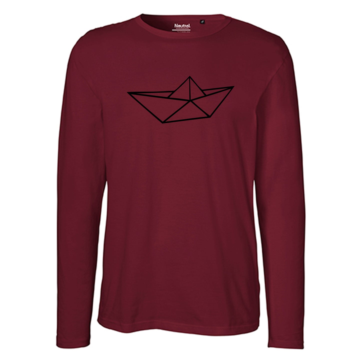 Herren FairTrade Longsleeve Shirt | Motiv "Schiff origami" | 100% Bio-Baumwolle und aus nachhaltiger Produktion | Größen S-3XL
