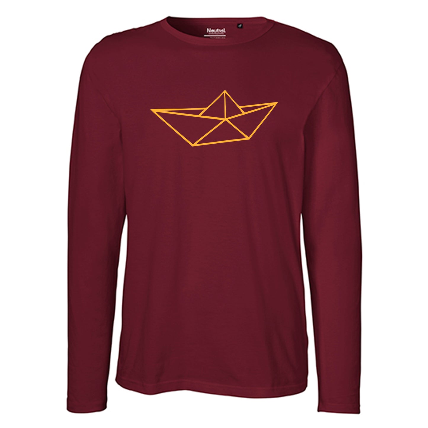 Herren FairTrade Longsleeve Shirt | Motiv "Schiff origami" | 100% Bio-Baumwolle und aus nachhaltiger Produktion | Größen S-3XL