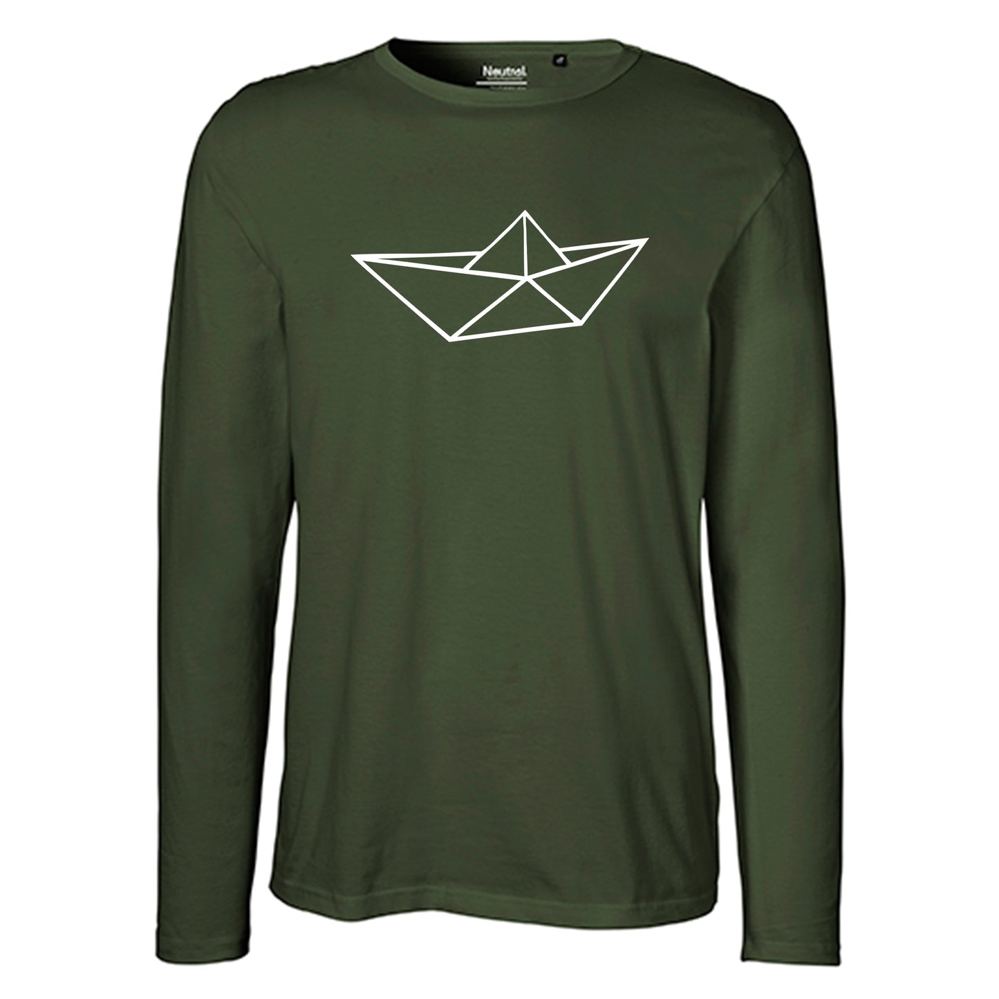 Herren FairTrade Longsleeve Shirt | Motiv "Schiff origami" | 100% Bio-Baumwolle und aus nachhaltiger Produktion | Größen S-3XL