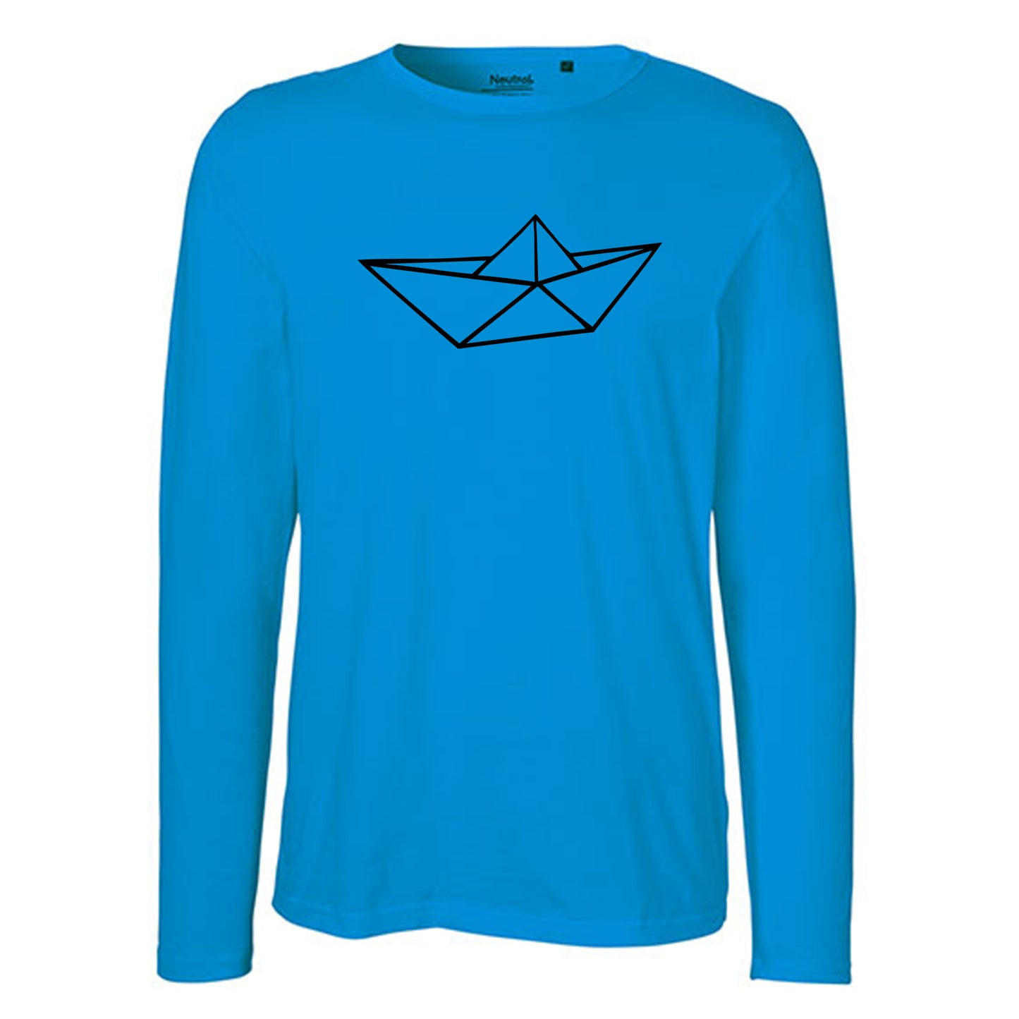 Herren FairTrade Longsleeve Shirt | Motiv "Schiff origami" | 100% Bio-Baumwolle und aus nachhaltiger Produktion | Größen S-3XL