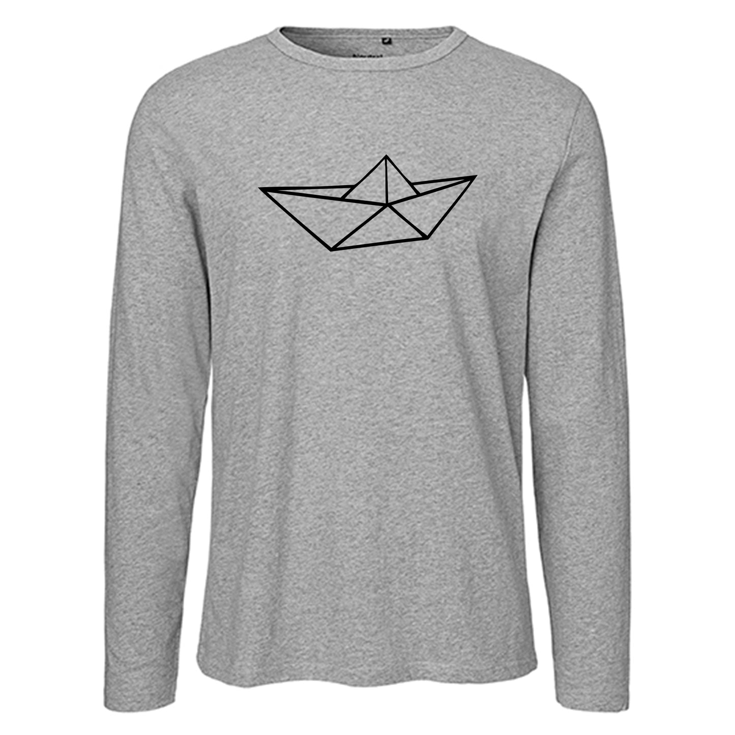 Herren FairTrade Longsleeve Shirt | Motiv "Schiff origami" | 100% Bio-Baumwolle und aus nachhaltiger Produktion | Größen S-3XL