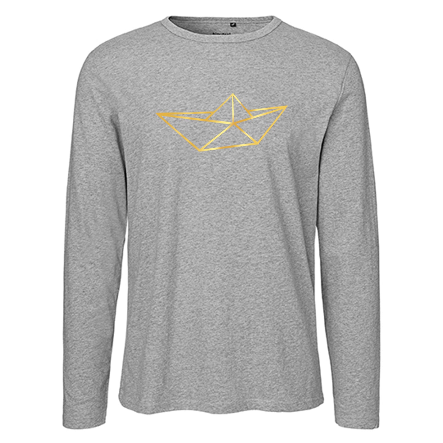 Herren FairTrade Longsleeve Shirt | Motiv "Schiff origami" | 100% Bio-Baumwolle und aus nachhaltiger Produktion | Größen S-3XL