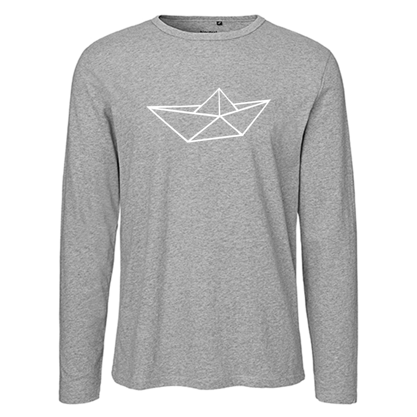 Herren FairTrade Longsleeve Shirt | Motiv "Schiff origami" | 100% Bio-Baumwolle und aus nachhaltiger Produktion | Größen S-3XL
