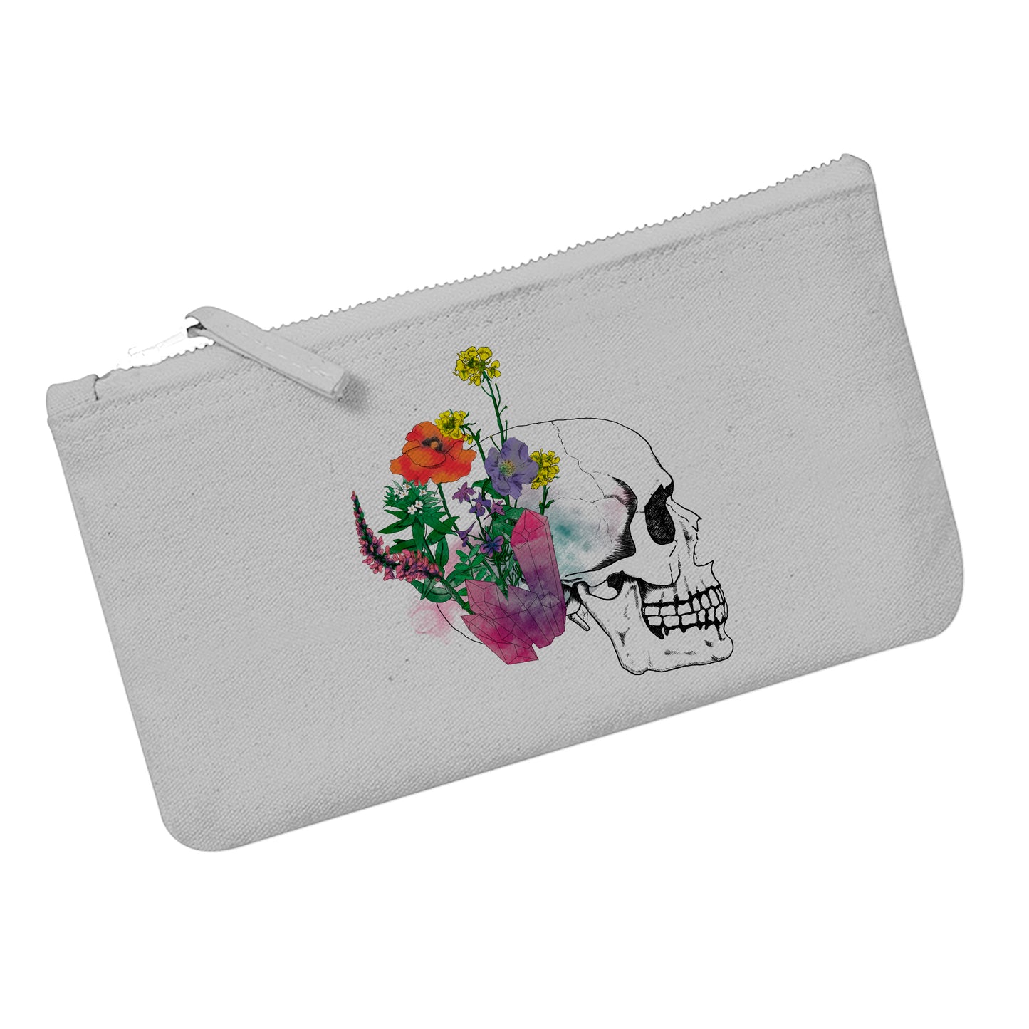 Pencil case skull flowers