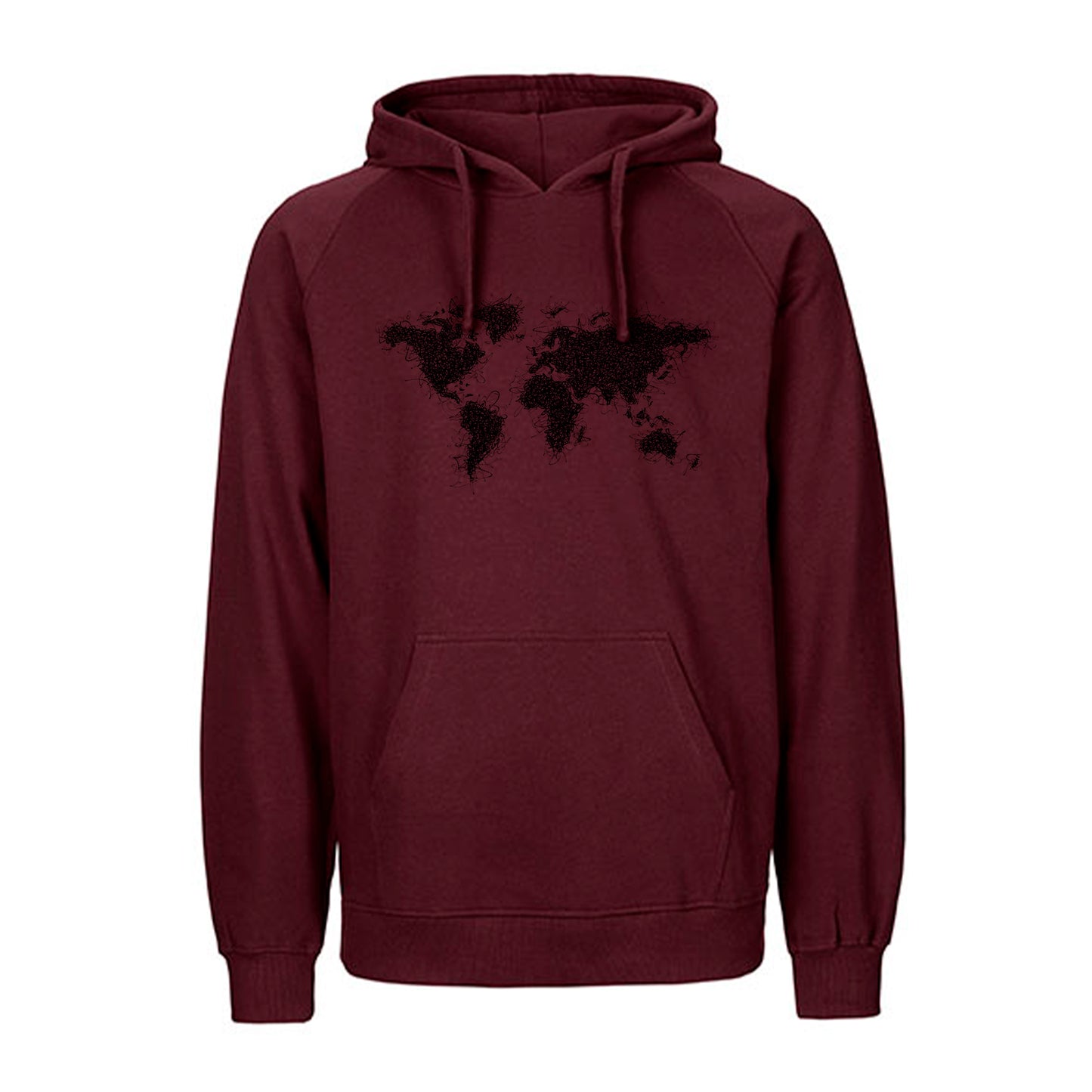 FairTrade hoodie/hoodie 'World map - drawn' 100% organic cotton