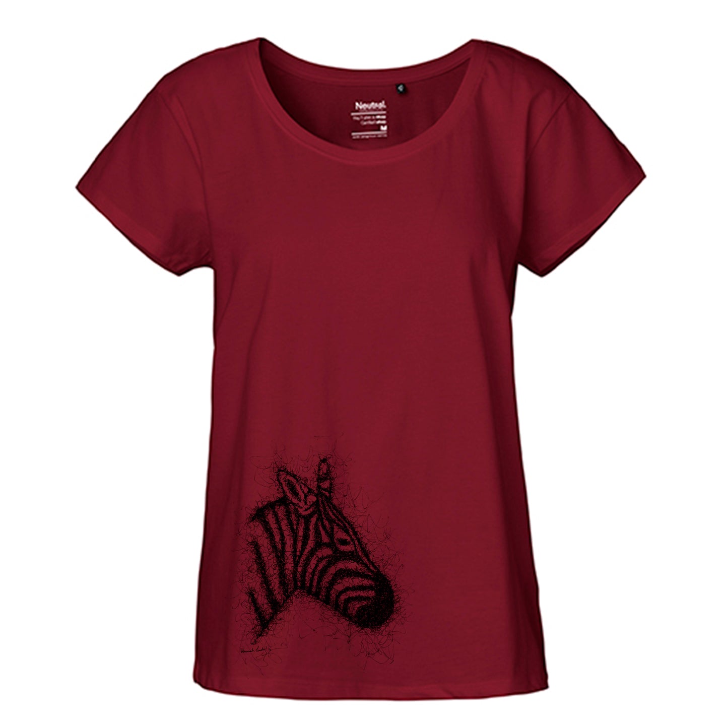 FairTrade Loose Fit Women's T-Shirt 'Zebra Drawn' Organic Cotton