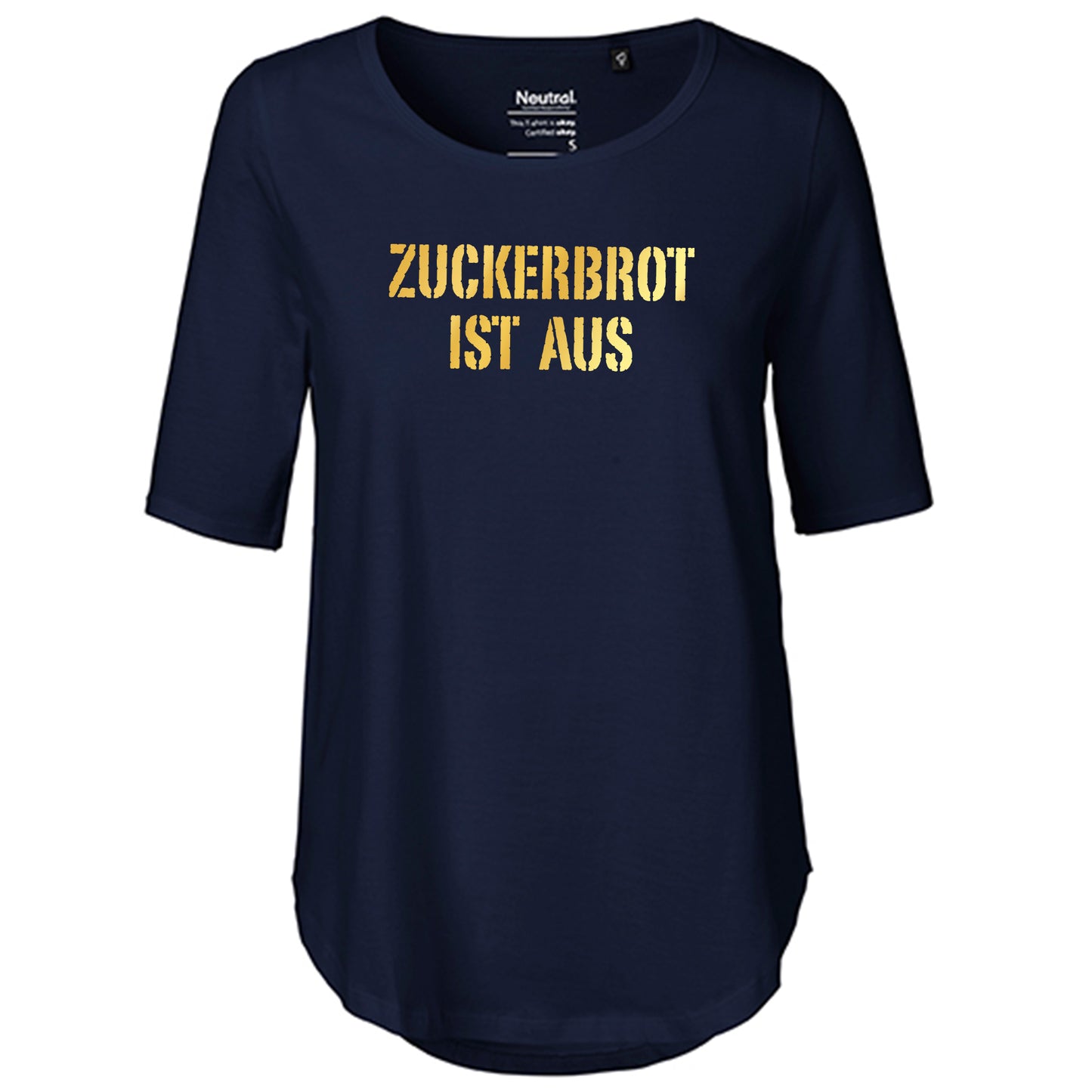 T-Shirt Damen FairTrade Oversized Half Sleeve "Zuckerbrot ist aus"