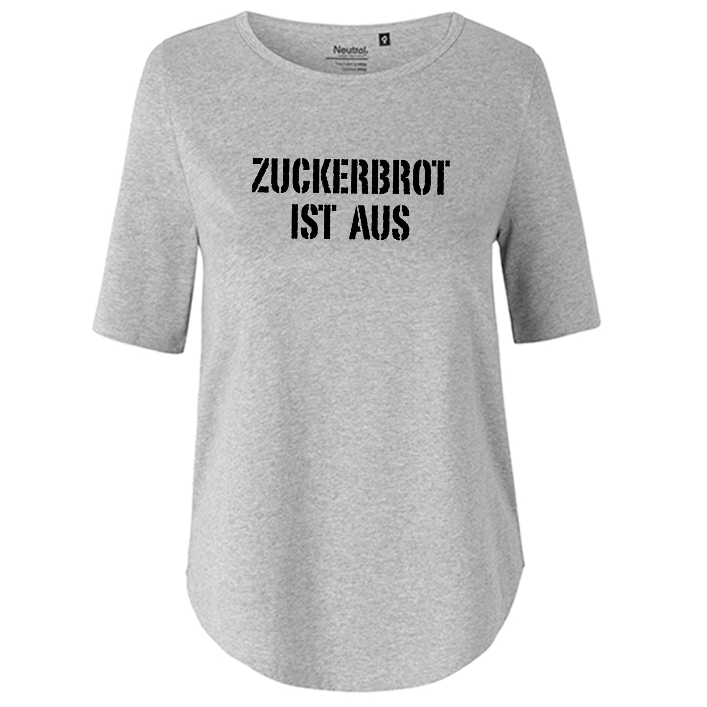 T-Shirt Damen FairTrade Oversized Half Sleeve "Zuckerbrot ist aus"