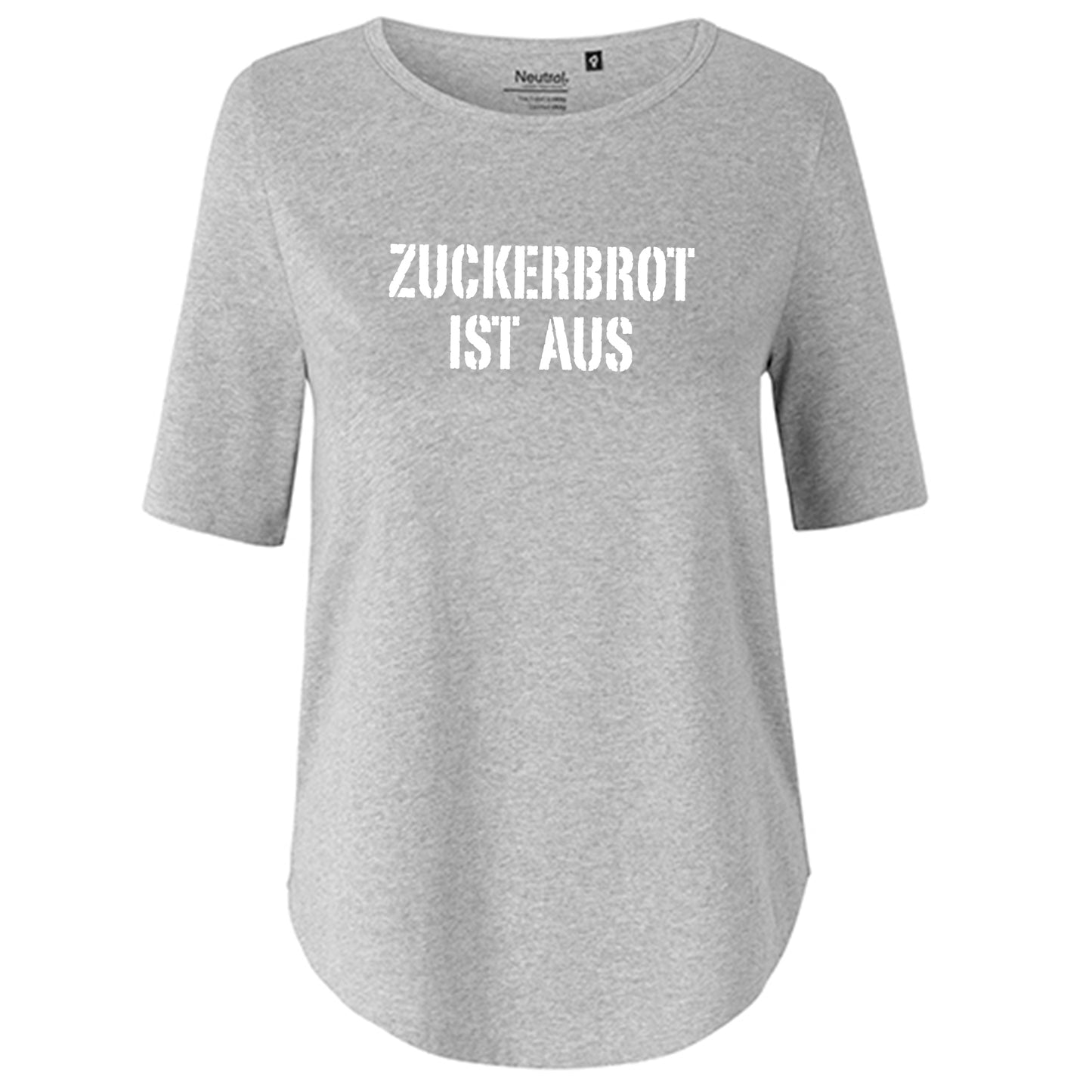T-Shirt Damen FairTrade Oversized Half Sleeve "Zuckerbrot ist aus"