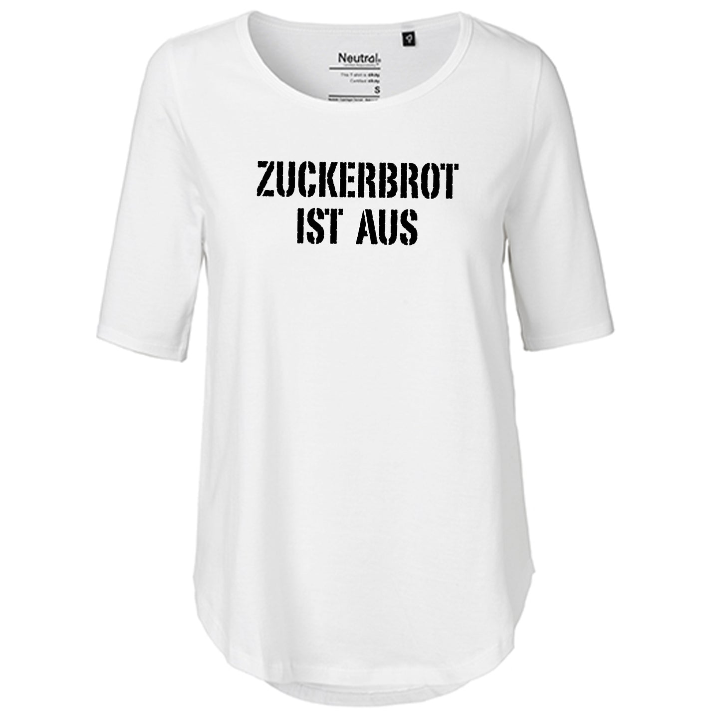 T-Shirt Damen FairTrade Oversized Half Sleeve "Zuckerbrot ist aus"