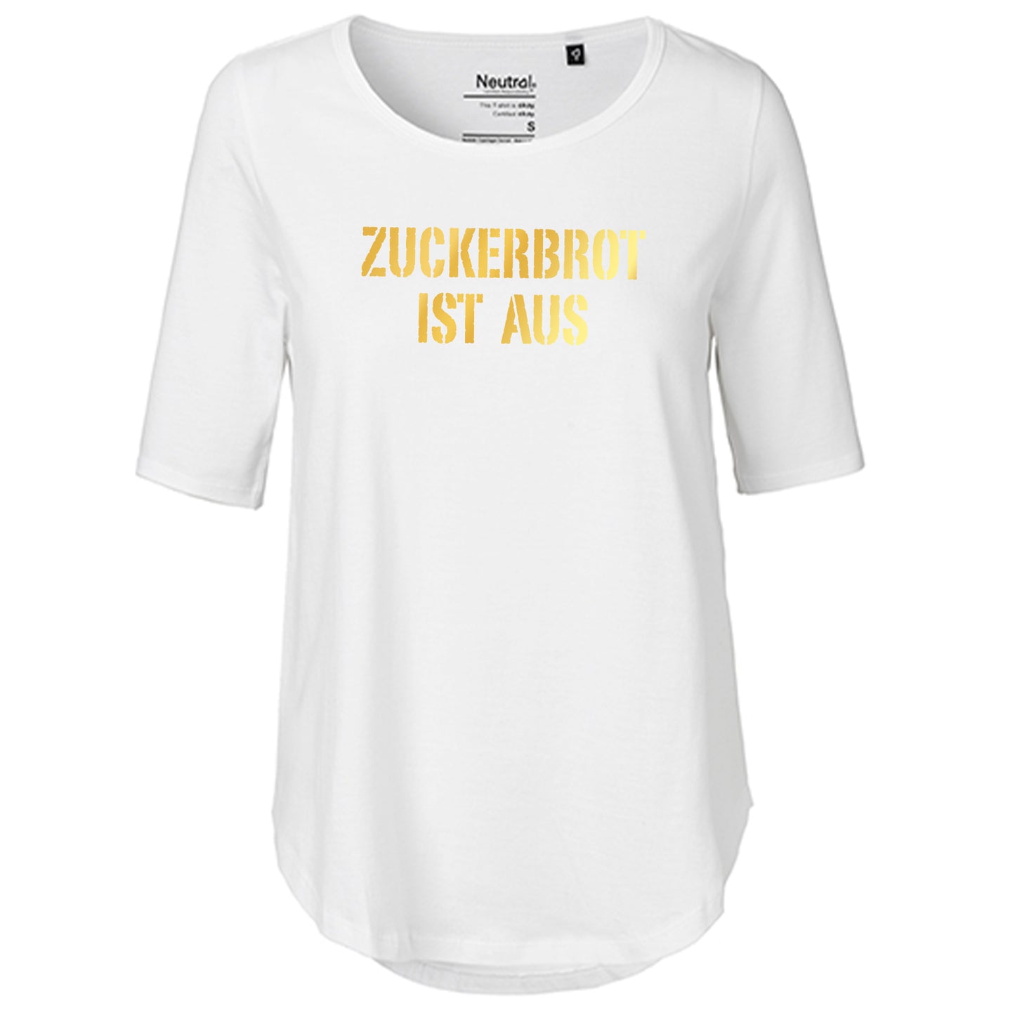 T-Shirt Damen FairTrade Oversized Half Sleeve "Zuckerbrot ist aus"