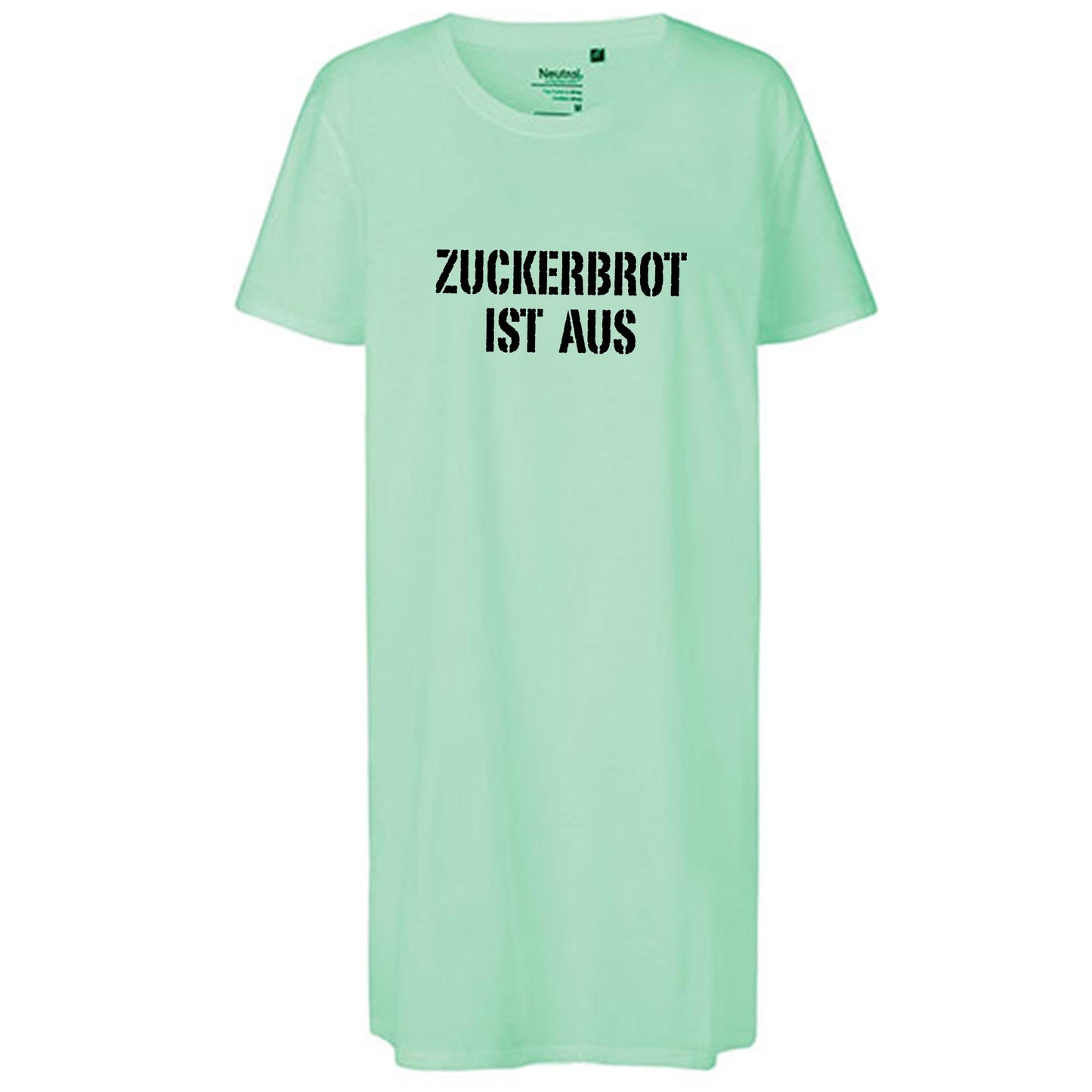 Ladies´ Long Length T-Shirt | 'ZUCKERBROT IST AUS' | Bio-BW