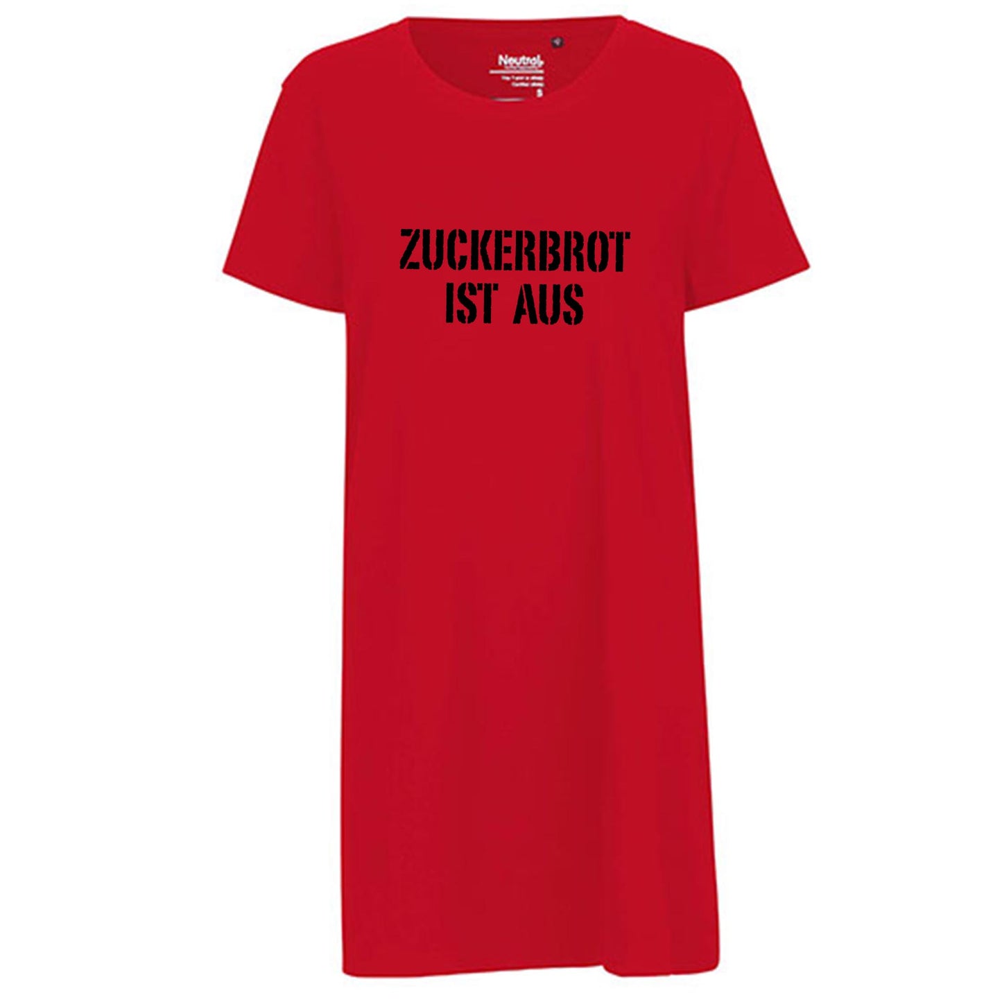 Ladies´ Long Length T-Shirt | 'ZUCKERBROT IST AUS' | Bio-BW
