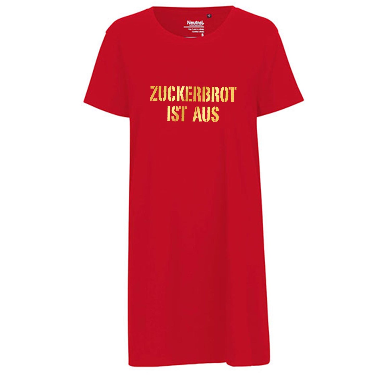 Ladies´ Long Length T-Shirt | 'ZUCKERBROT IST AUS' | Bio-BW