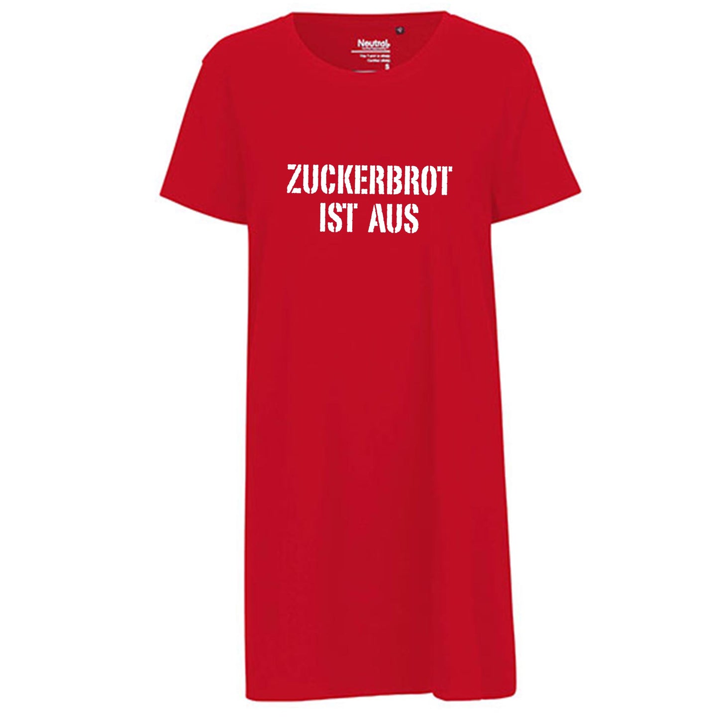 Ladies´ Long Length T-Shirt | 'ZUCKERBROT IST AUS' | Bio-BW