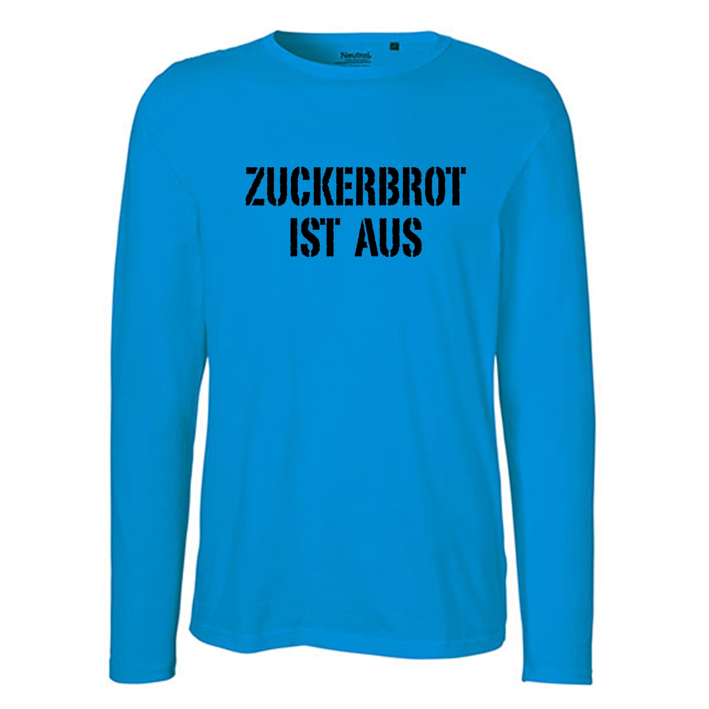 Herren FairTrade Longsleeve Shirt | Motiv "ZUCKERBROT IST AUS" | 100% Bio-Baumwolle und aus nachhaltiger Produktion | Größen S-3XL