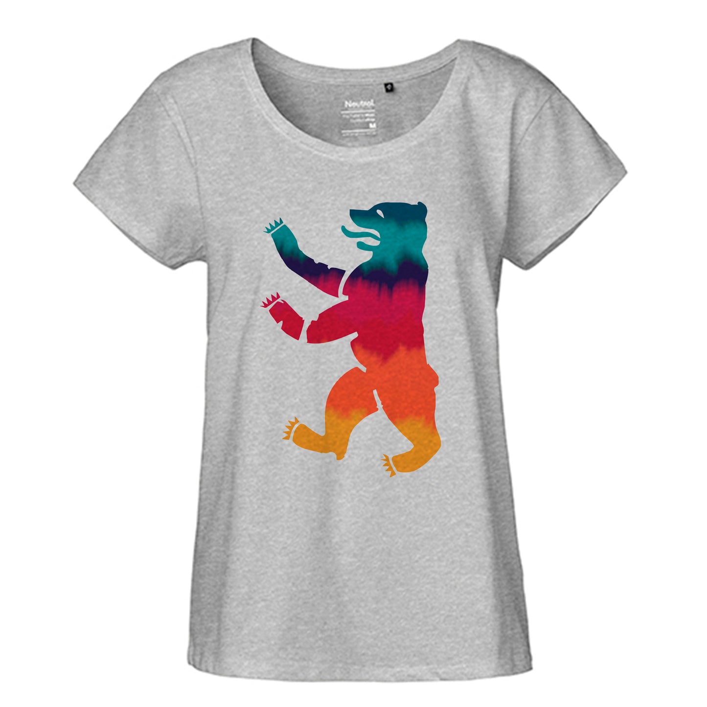 FairTrade Loose Fit Women's T-Shirt 'Bear Rainbow' organic cotton