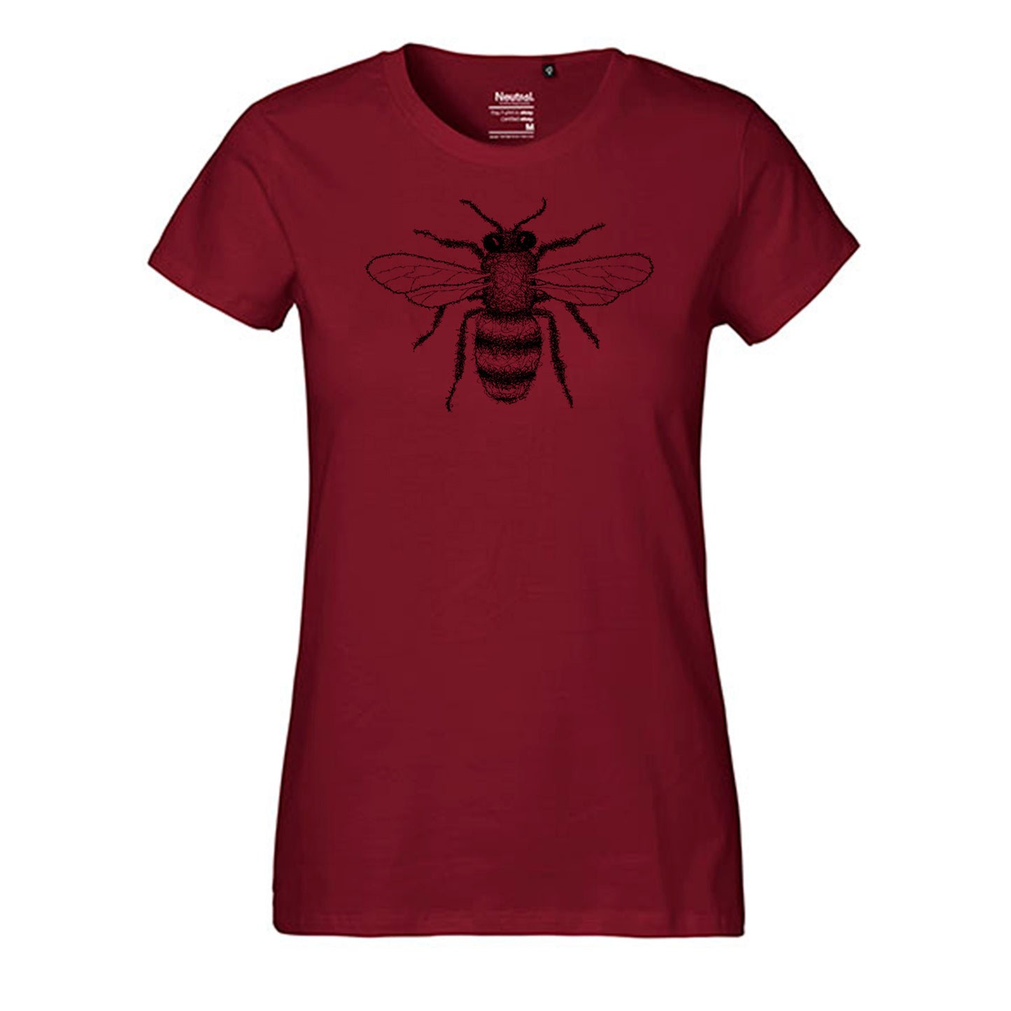 Fair-trade women's t-shirt 'bee drawn' 100% organic cotton