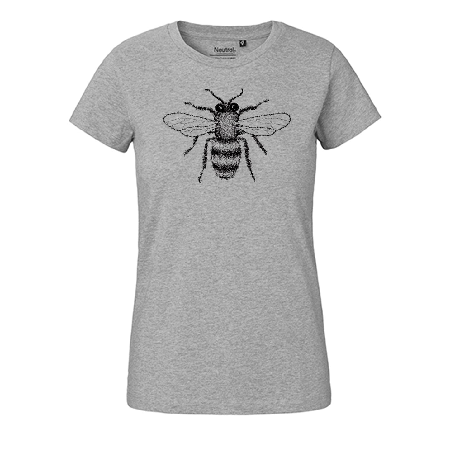 Fair-trade women's t-shirt 'bee drawn' 100% organic cotton
