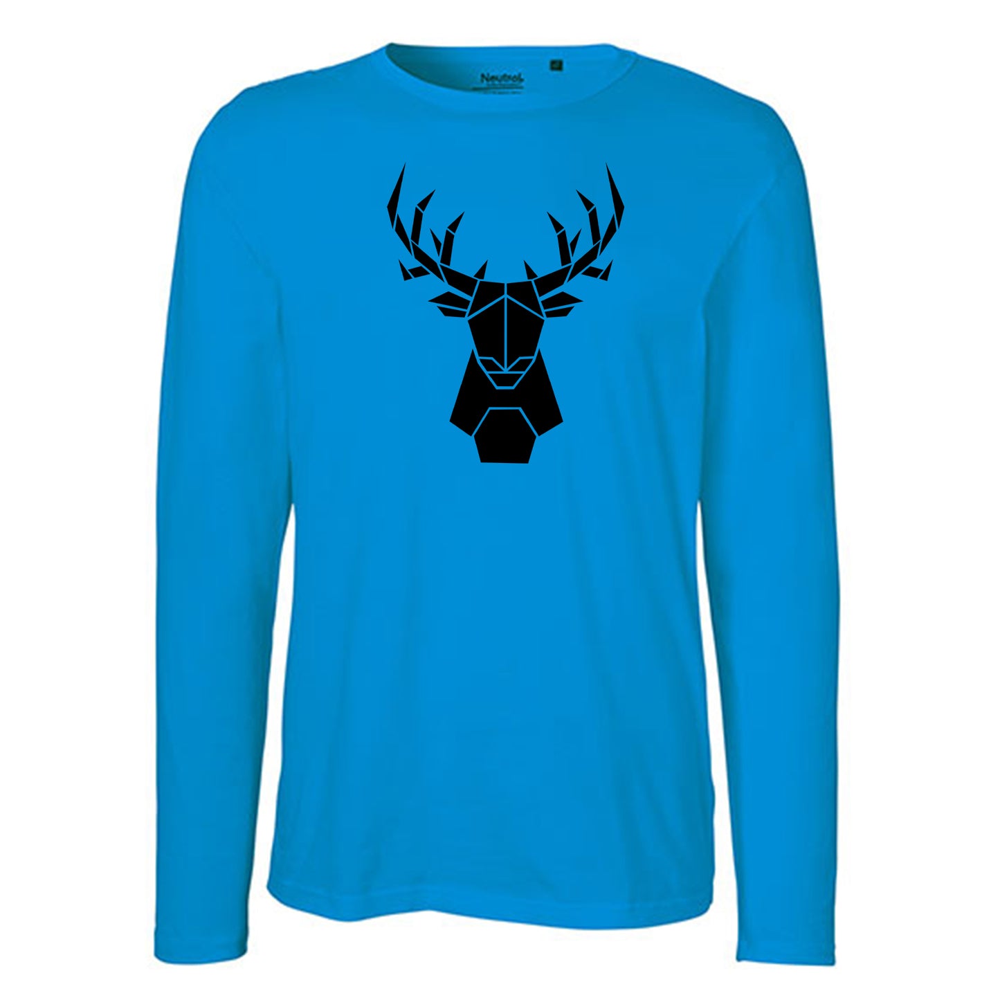 Herren FairTrade Longsleeve Shirt | Motiv "Hirsch origami" | 100% Bio-Baumwolle und aus nachhaltiger Produktion | Größen S-3XL