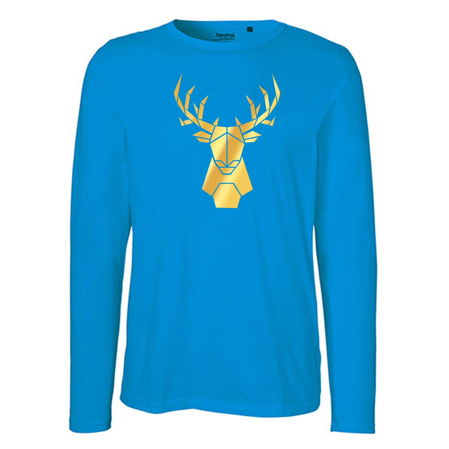Herren FairTrade Longsleeve Shirt | Motiv "Hirsch origami" | 100% Bio-Baumwolle und aus nachhaltiger Produktion | Größen S-3XL