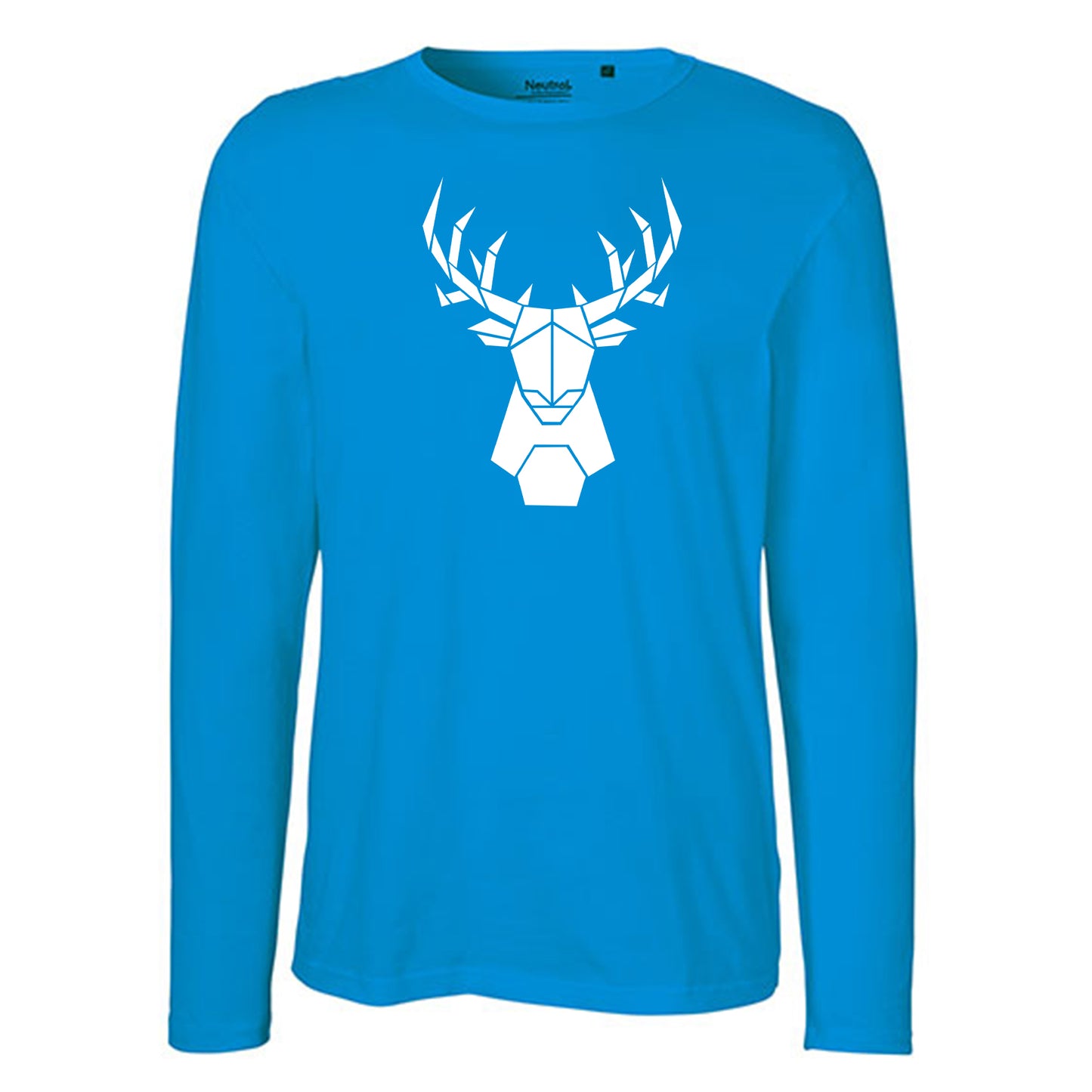 Herren FairTrade Longsleeve Shirt | Motiv "Hirsch origami" | 100% Bio-Baumwolle und aus nachhaltiger Produktion | Größen S-3XL