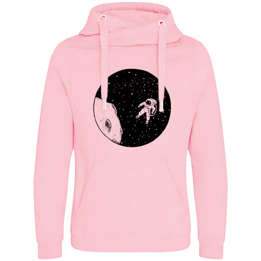 Cross Neck Hoodie/ Pulli / Motiv: Astronaut gezeichnet
