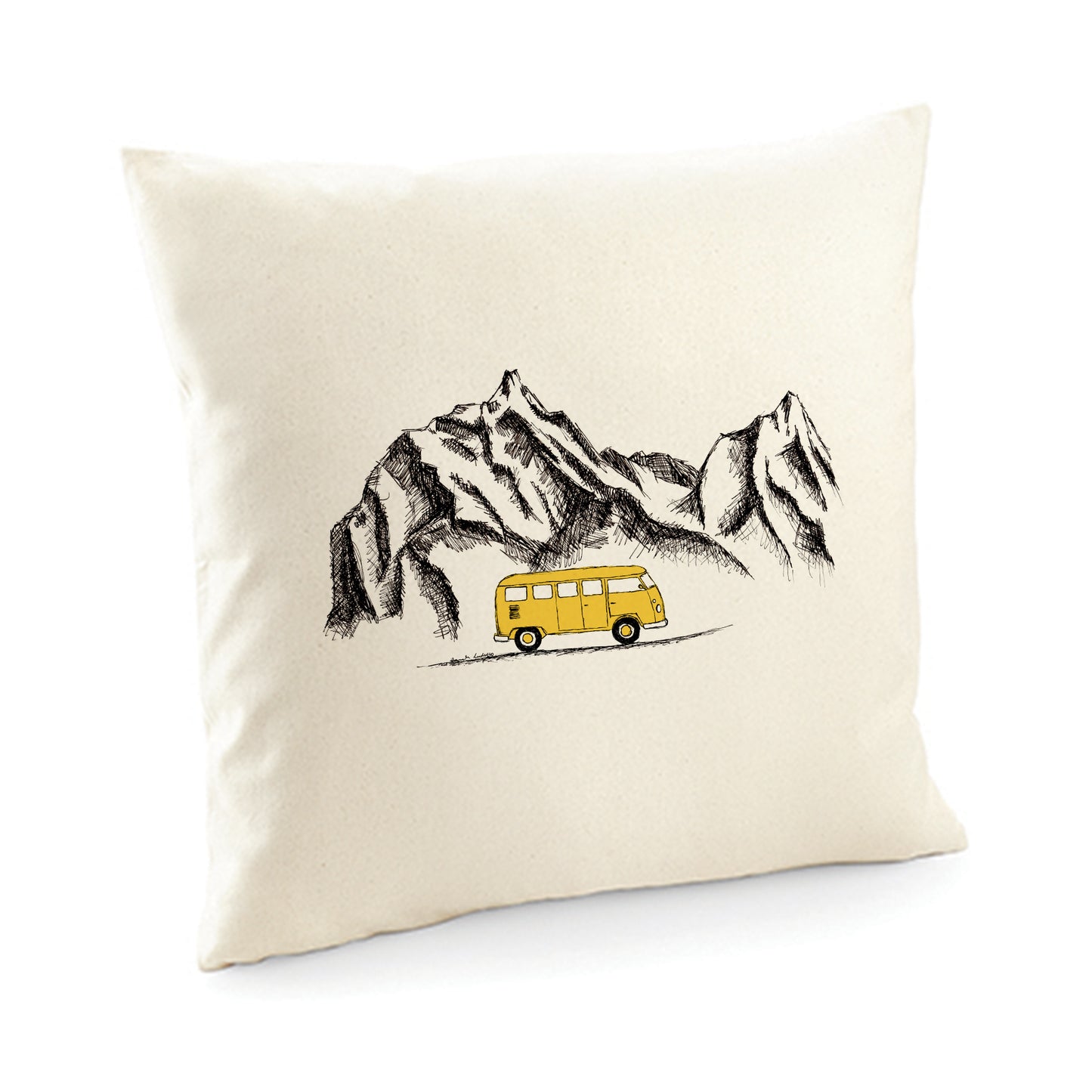 Kissenbezug / cushion cover / Motiv: Berg Camper