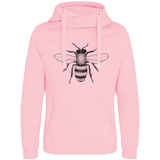Cross Neck Hoodie/ Pulli / Motiv: Biene gezeichnet