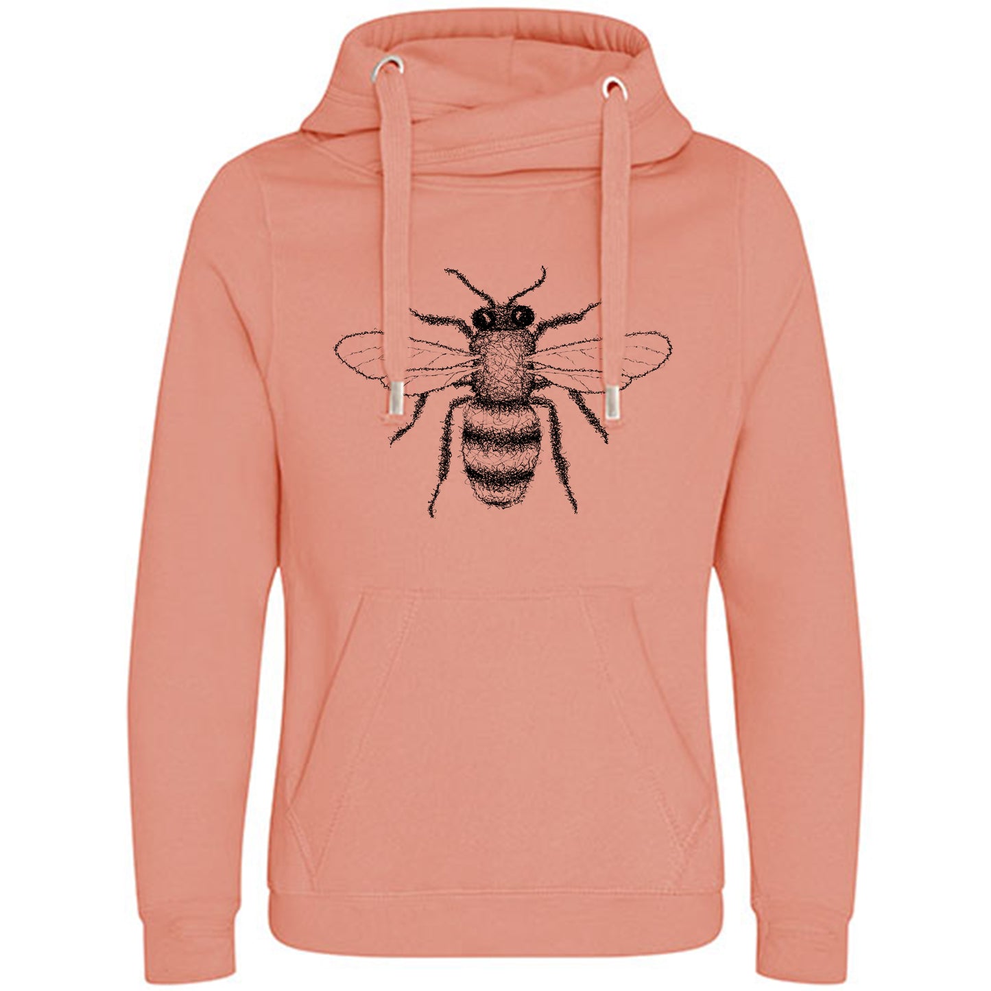 Cross Neck Hoodie/ Pulli / Motiv: Biene gezeichnet