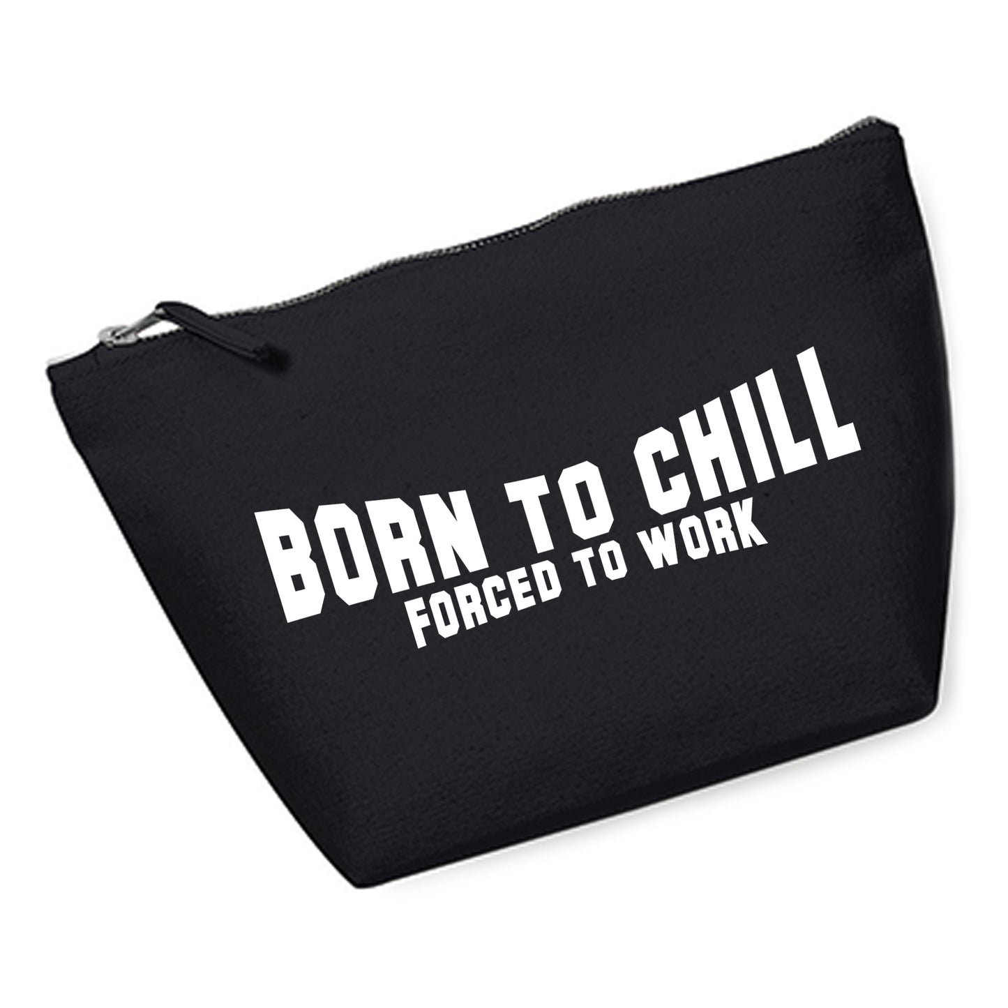 Kosmetiktasche (M) 'Born to chill Forced to work' Baumwoll Canvas