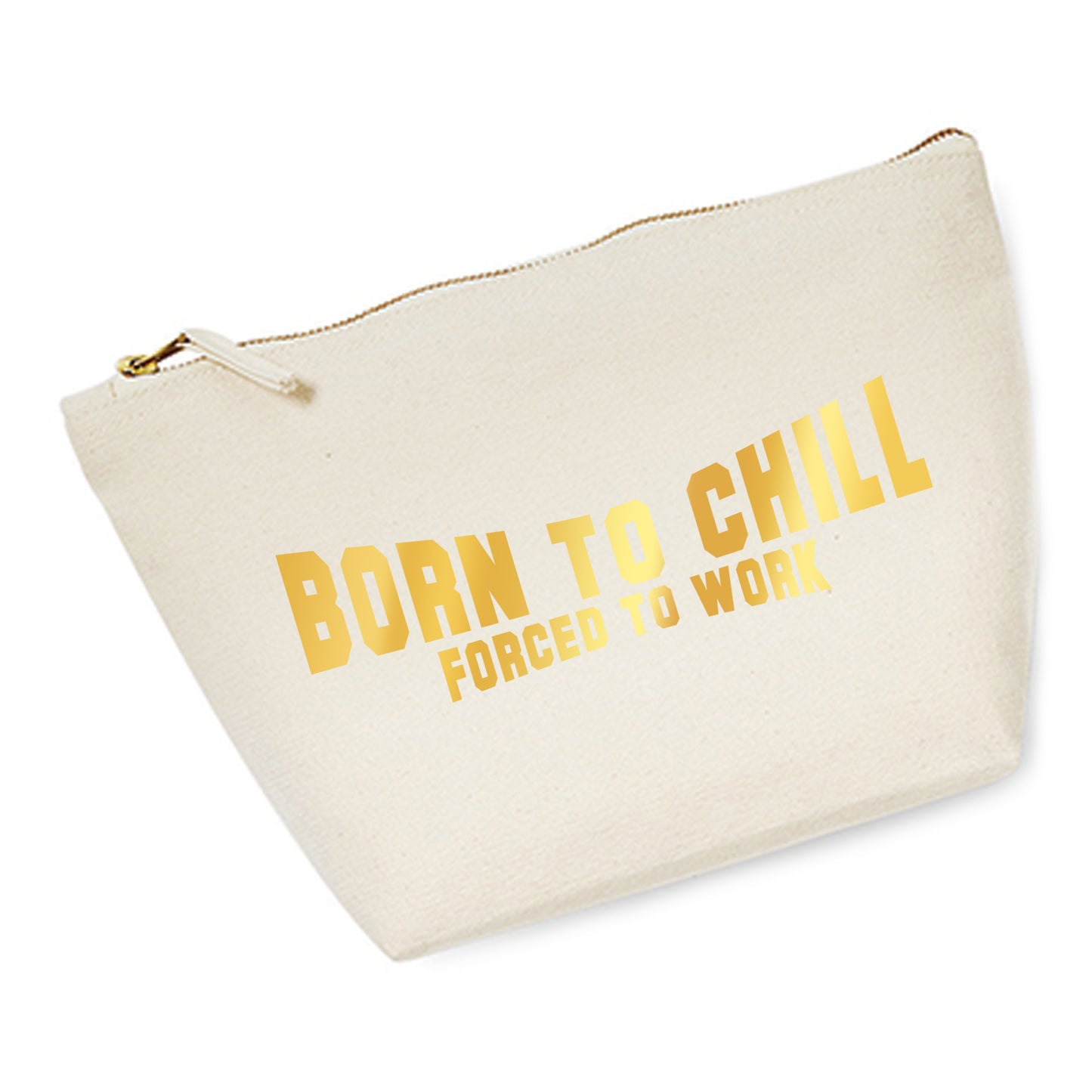 Kosmetiktasche (M) 'Born to chill Forced to work' Baumwoll Canvas