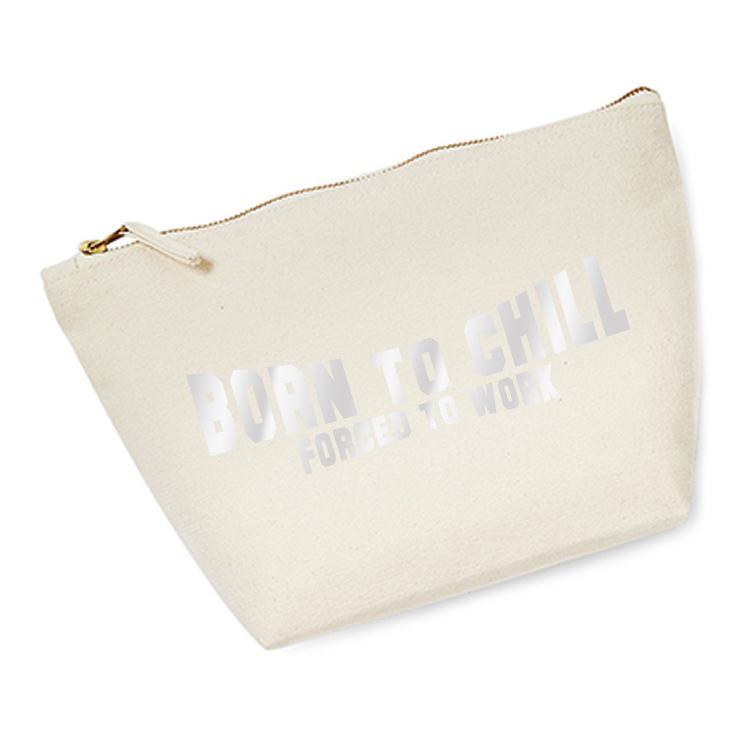 Kosmetiktasche (M) 'Born to chill Forced to work' Baumwoll Canvas