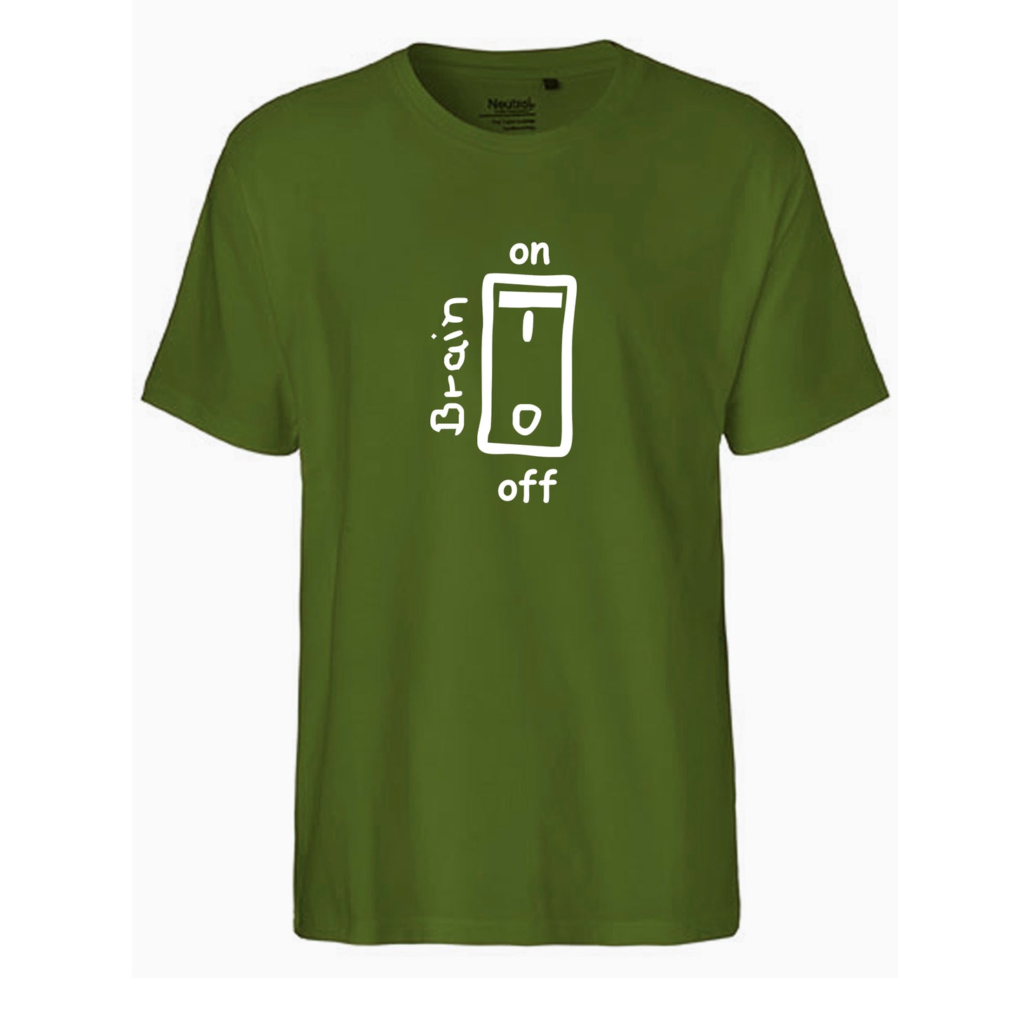 FairTrade men's t-shirt 'Brain On/Off' organic cotton