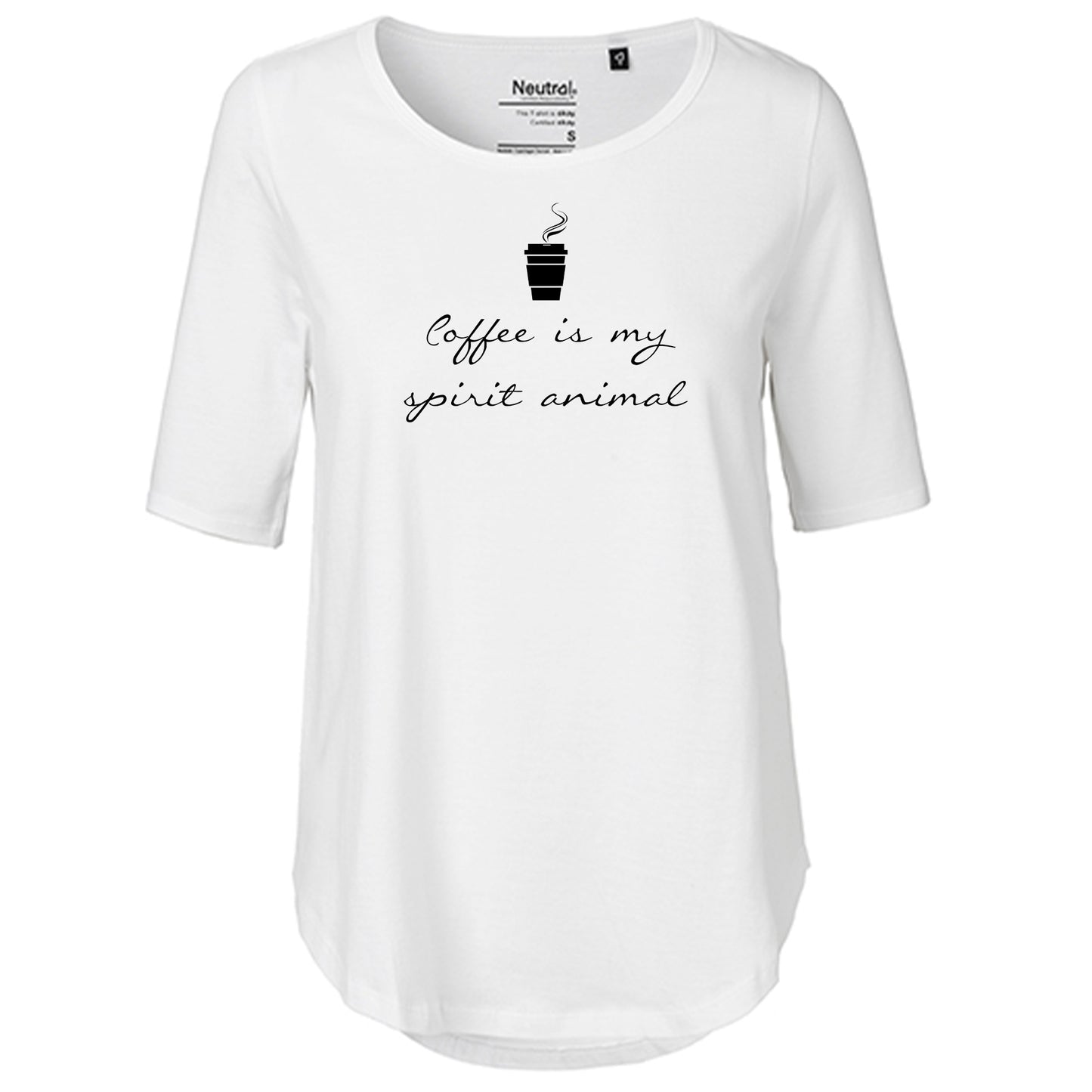 T-Shirt Damen FairTrade Oversized Half Sleeve "Coffee is my spirit animal"