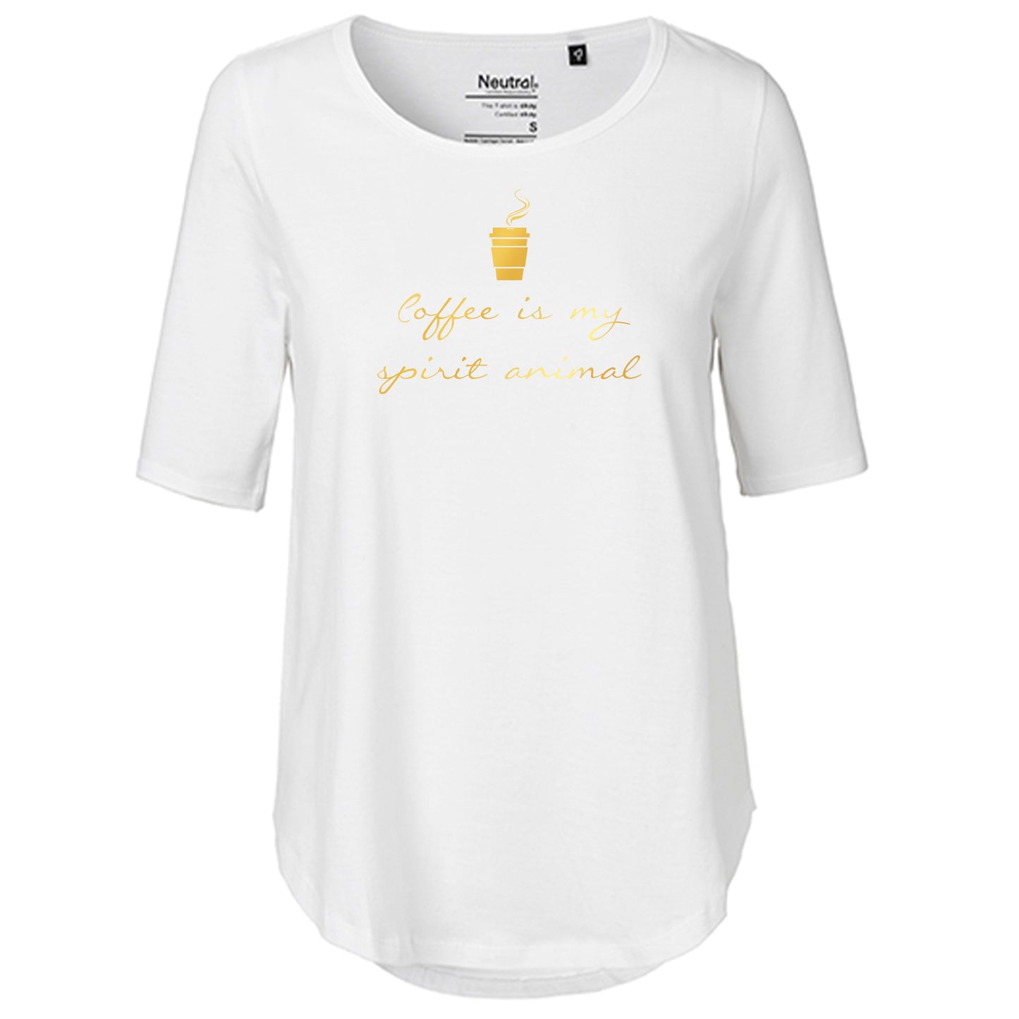 T-Shirt Damen FairTrade Oversized Half Sleeve "Coffee is my spirit animal"