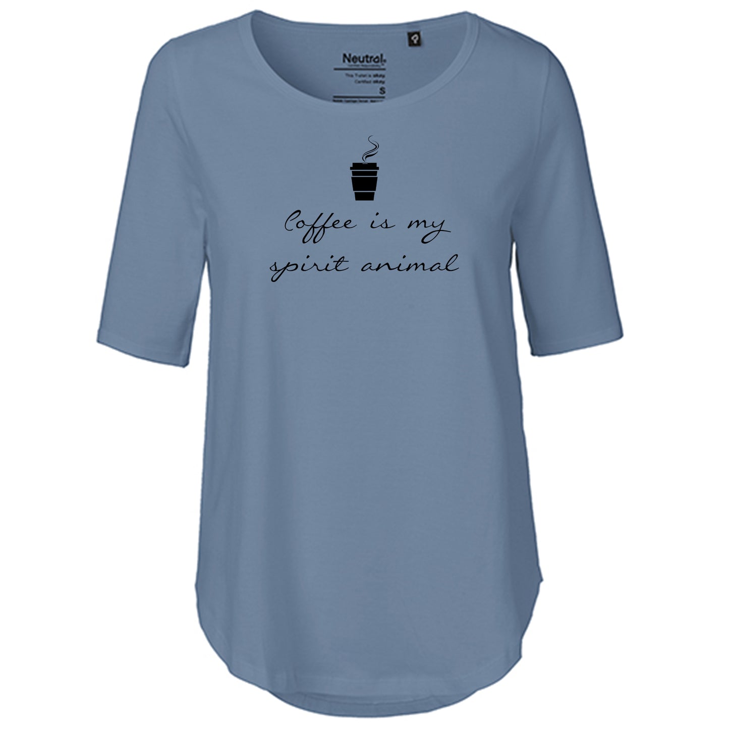 T-Shirt Damen FairTrade Oversized Half Sleeve "Coffee is my spirit animal"